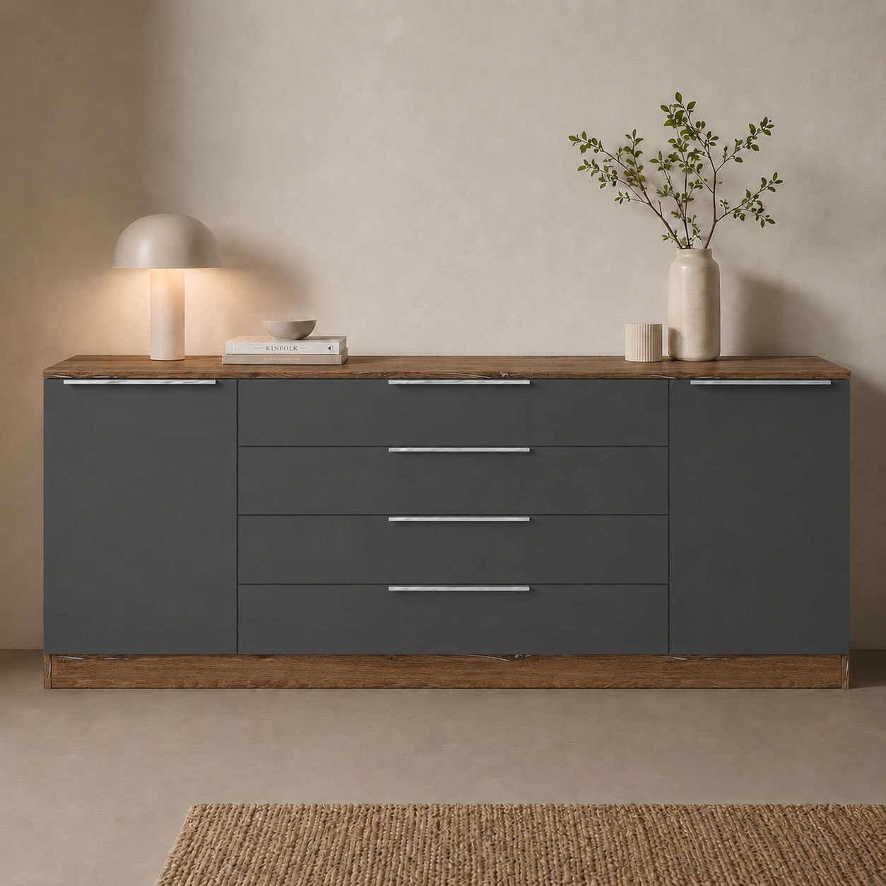 borchardt Möbel Kommode »Oliva, Kommode mit Metallgriffen« Breite 200 cm, mit 4 Schubkästen