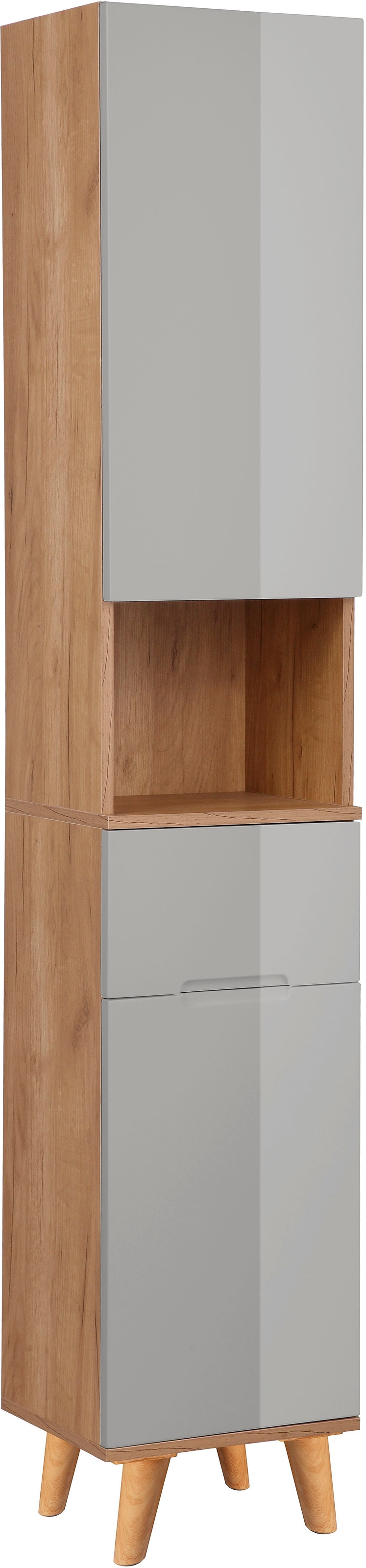 welltime Hochschrank "Lund Badschrank skandinavisches Design mit viel Stauraum" Badmöbel, 2 Türen und 1 Schublade, Breite 35cm
