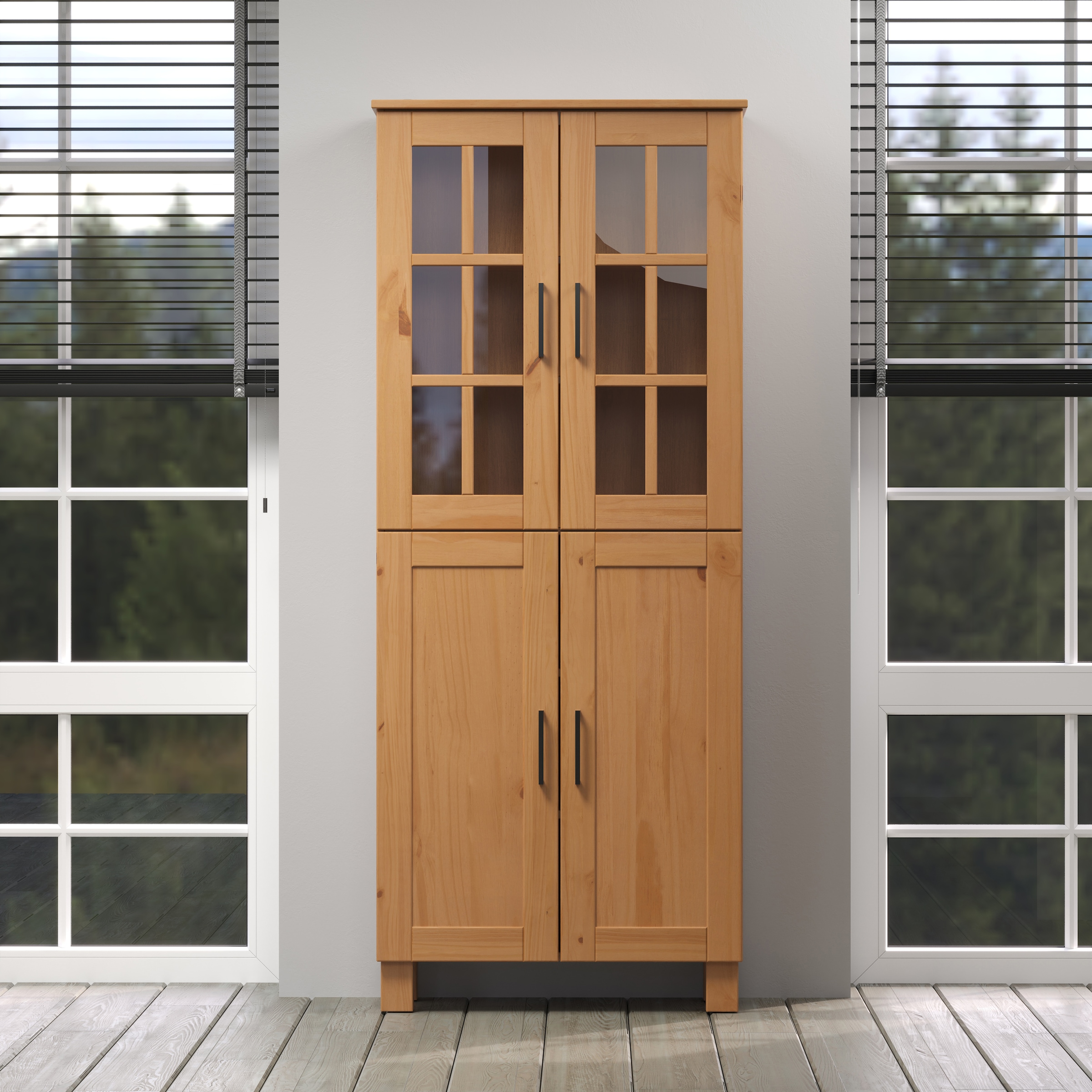 welltime Hochschrank »Ulea«, (1 St.), Breiter Badschrank aus Massivholz - Maße (B/T/H) 70/30/170 cm