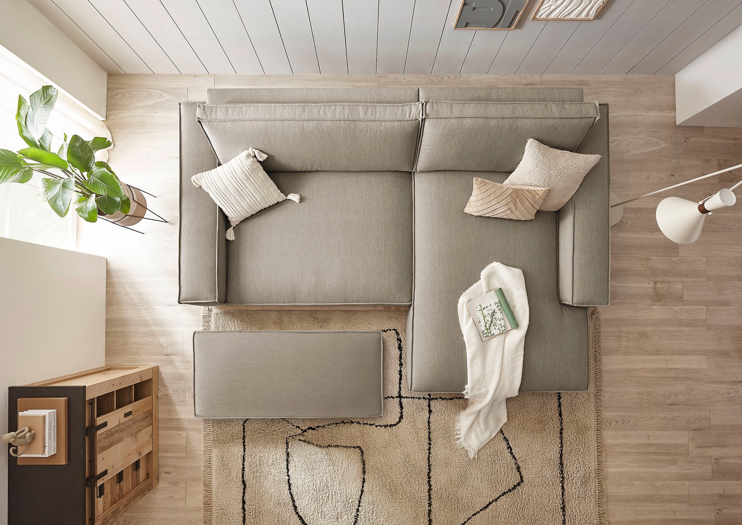 Home affaire Polsterecke »SHERWOOD XXL tief, L-Form, Schlaffunktion, Bigsofa, Cord, Leinenoptik« stellbar zum Schlafsofa (Krokodilverbinder), Cord, Leinenoptik,