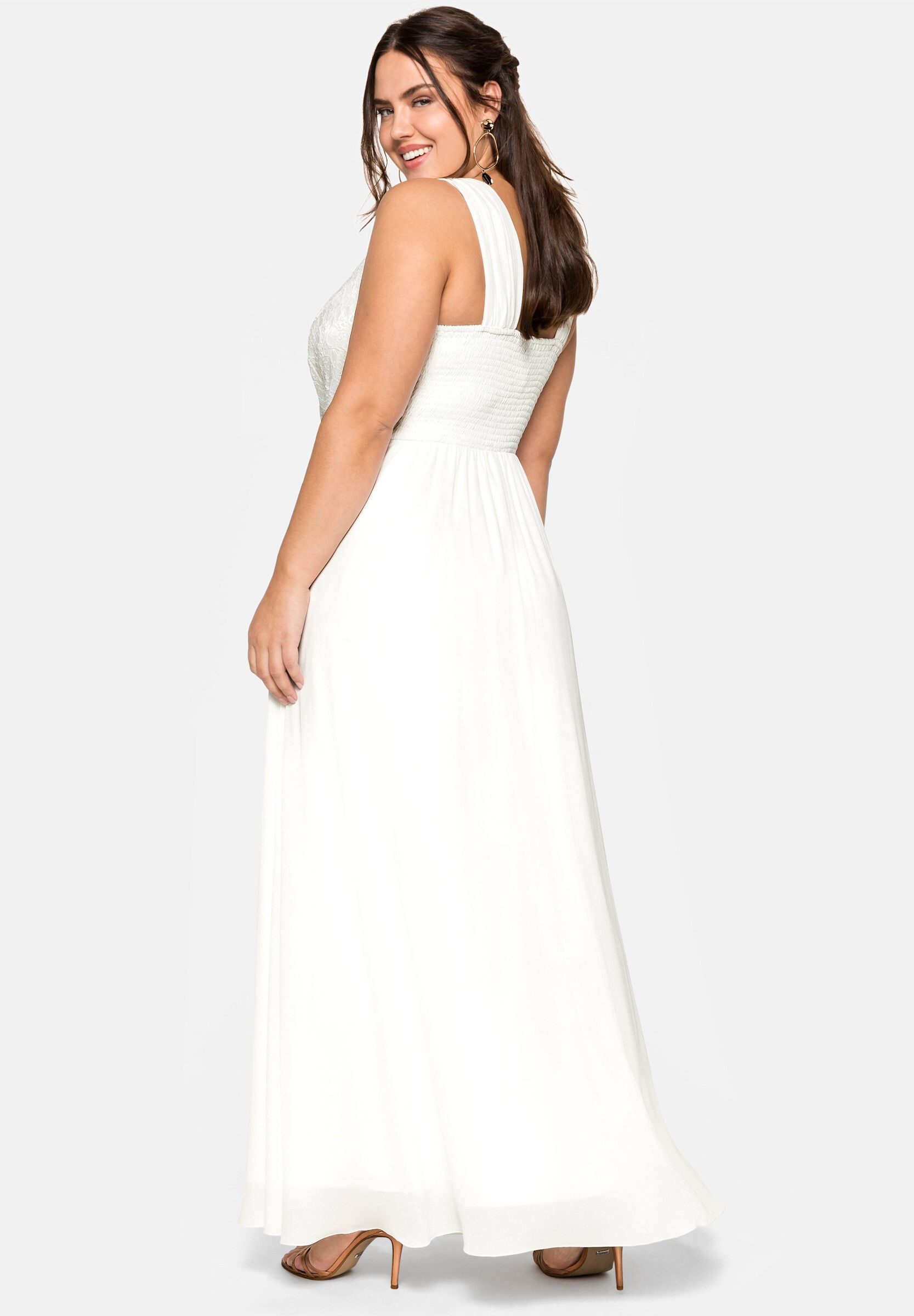 Sheego Maxikleid »Abendkleid Hochzeitskleid mit Spitze und Pailletten« Ohne Tasche mit Paillettendekoration