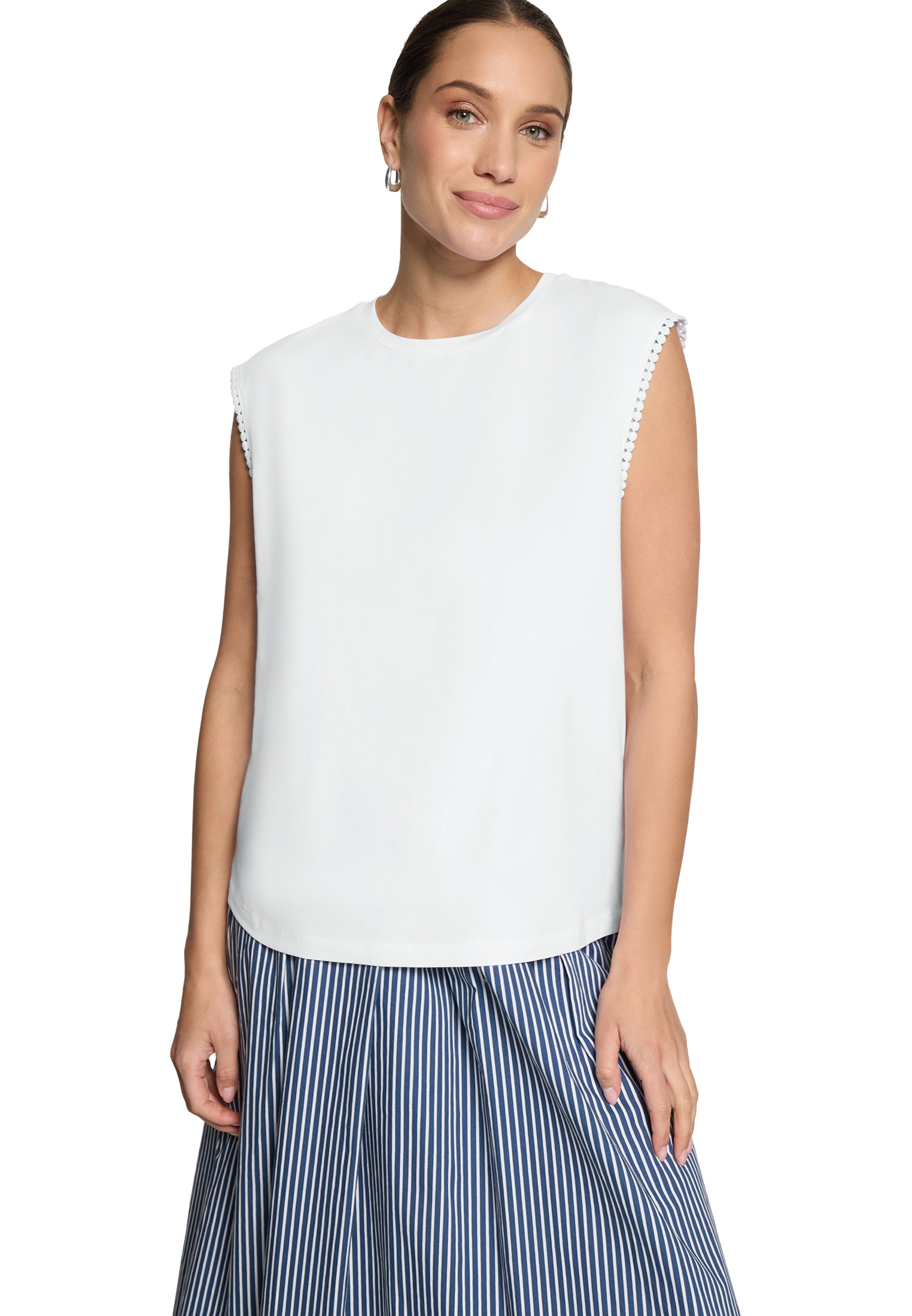 Zero Shirttop »Rundhals-Shirt mit Schmuckkanten«