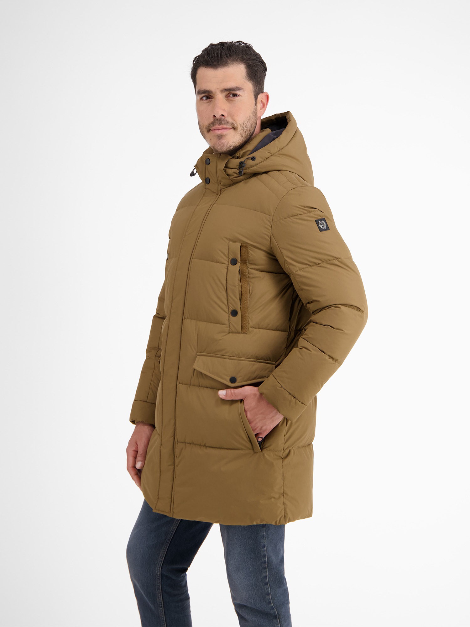 LERROS Steppjacke »LERROS Lange Steppjacke im Parka-Design, dick gefüttert«, mit Kapuze, Wasser- und windabweisend, atmungsaktiv