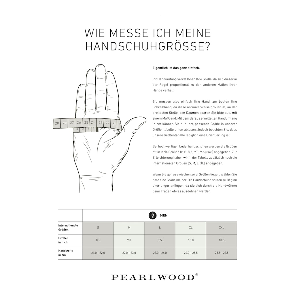 PEARLWOOD Lederhandschuhe »Planar«, Verstellbarer Lederriegel