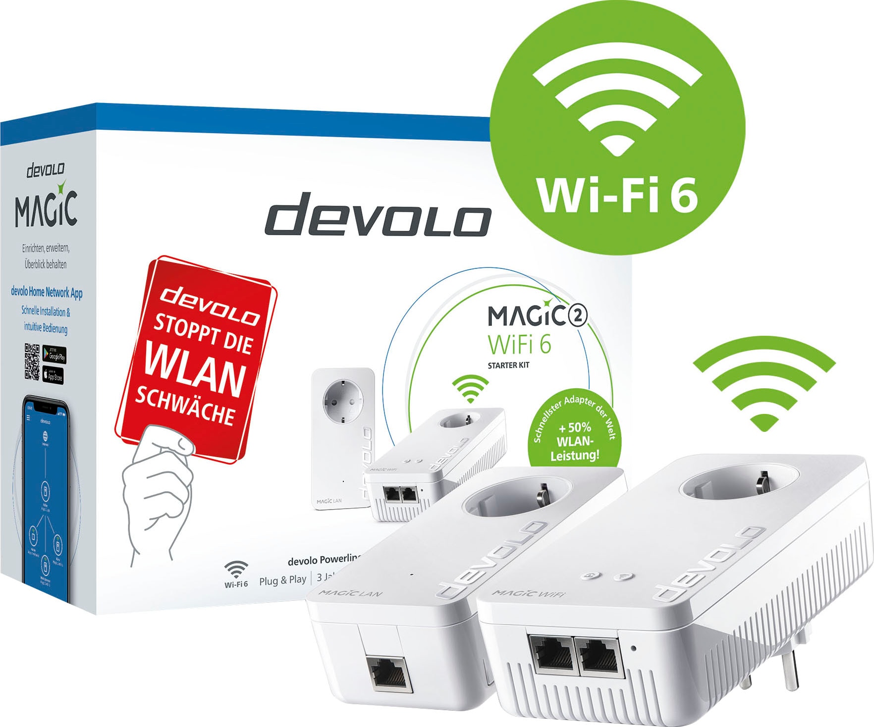 DEVOLO Adapter »Magic 2 WiFi 6 Starter Kit« ➥ 3 Jahre XXL Garantie
