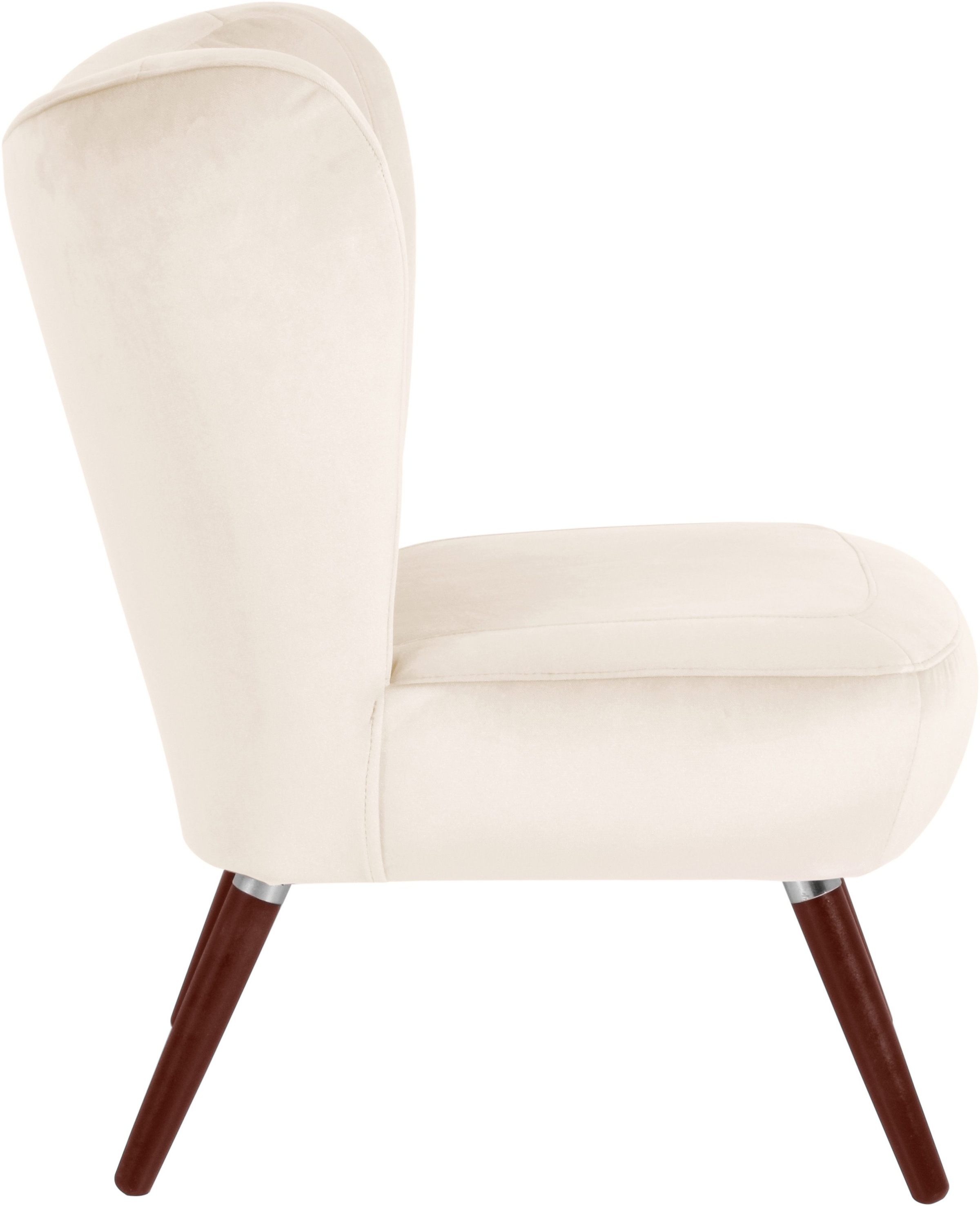 Max Winzer® Cocktailsessel »Stella, Loungesessel, Samtvelours Bezug in 10 Trendfarben«, im Retrolook, bequem, geschwungene Rückenlehne, Solitärsessel