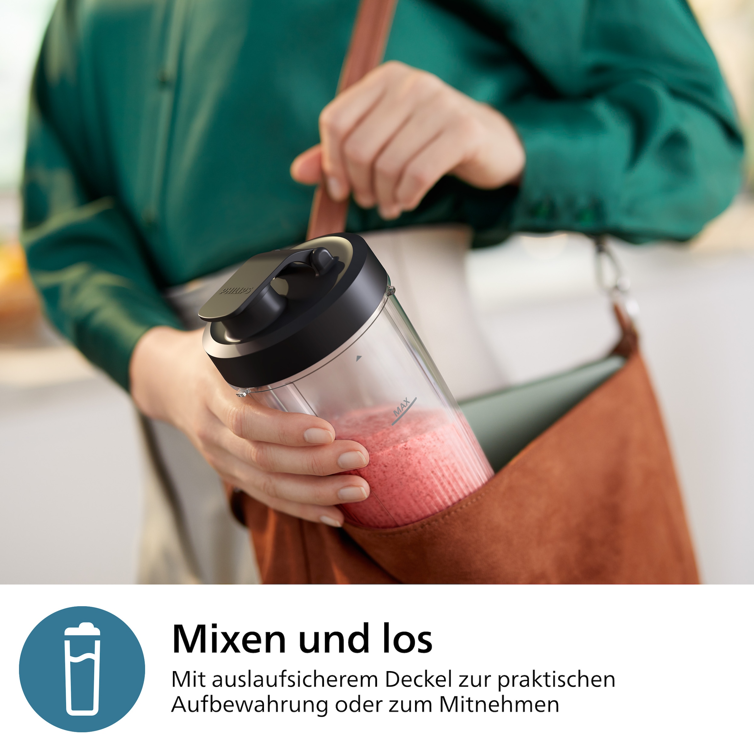 Philips Standmixer »HR2767/00 5000 Series, mit ProBlend Plus-Technologie«, 1000 W, 3 Becher (700, 500, 300 ml), kompaktes Design; Schwarz/Edelstahl