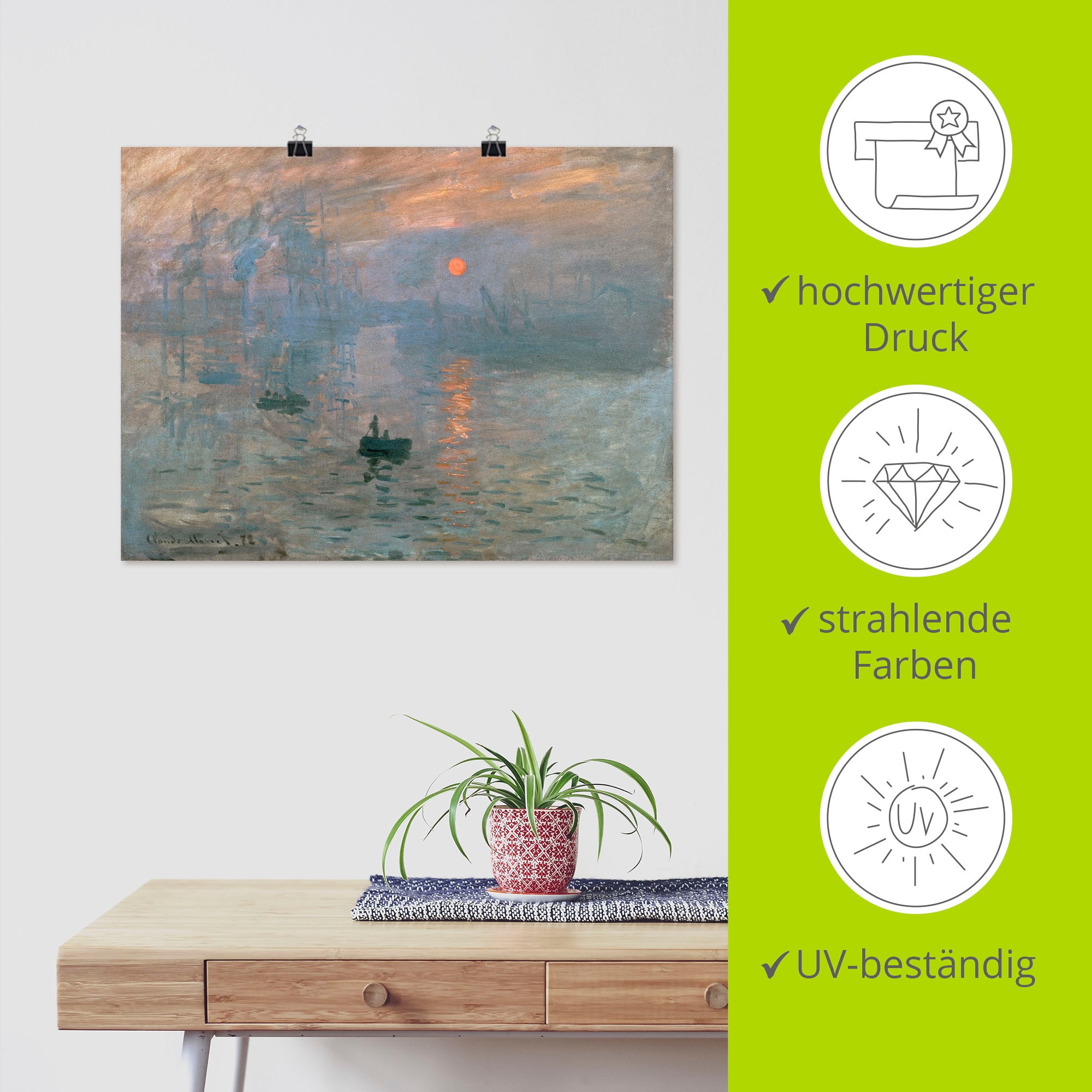 Artland Wandbild »Impression (Sonnenaufgang). 1872«, Gewässer, (1 St.), als Leinwandbild, Poster in verschied. Größen