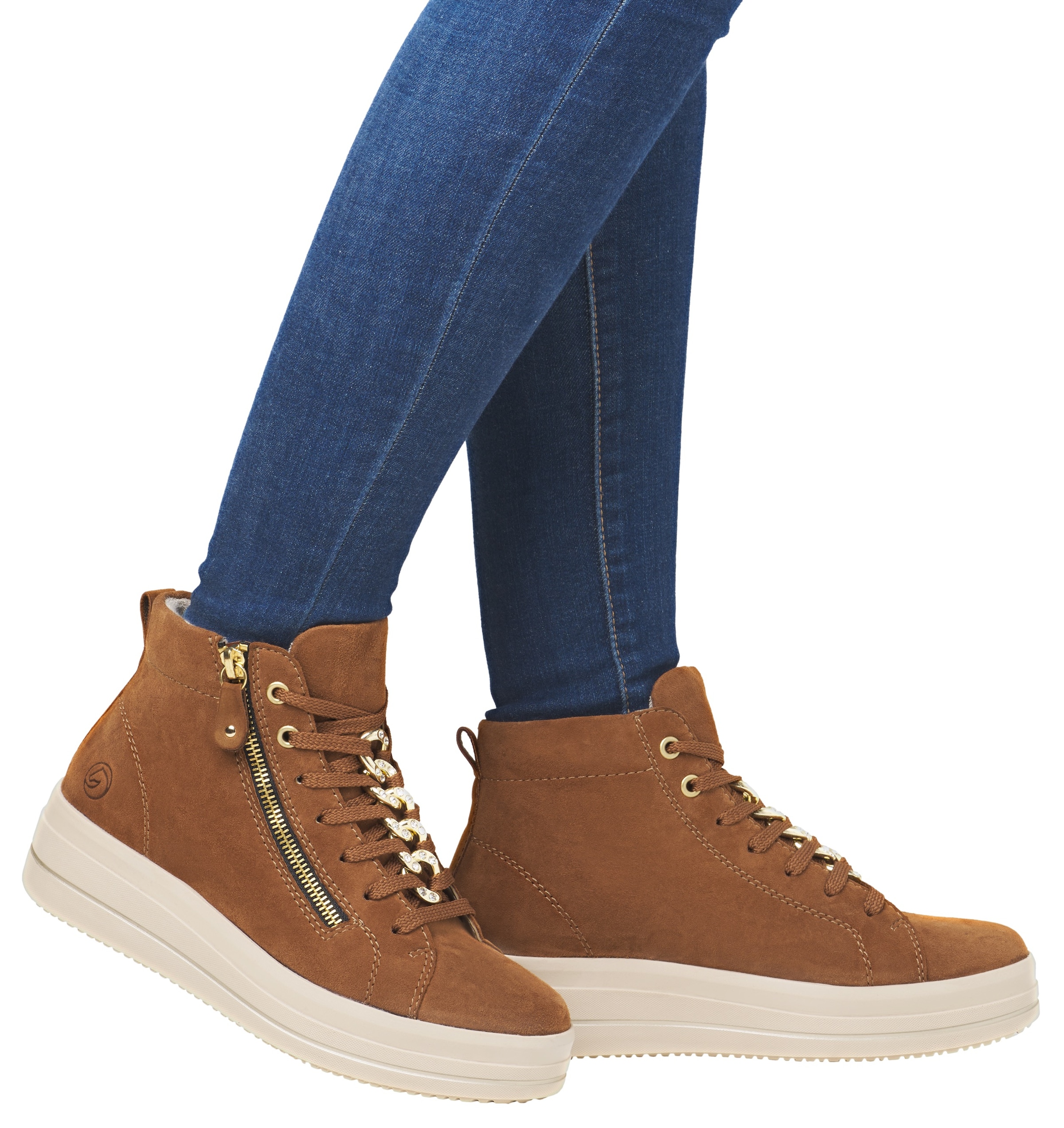 Remonte Plateausneaker »Elisabeth Hurley-Collection«, Freizeitschuh, High-Top-Sneaker, Schnürer, seitlicher Reißverschluss