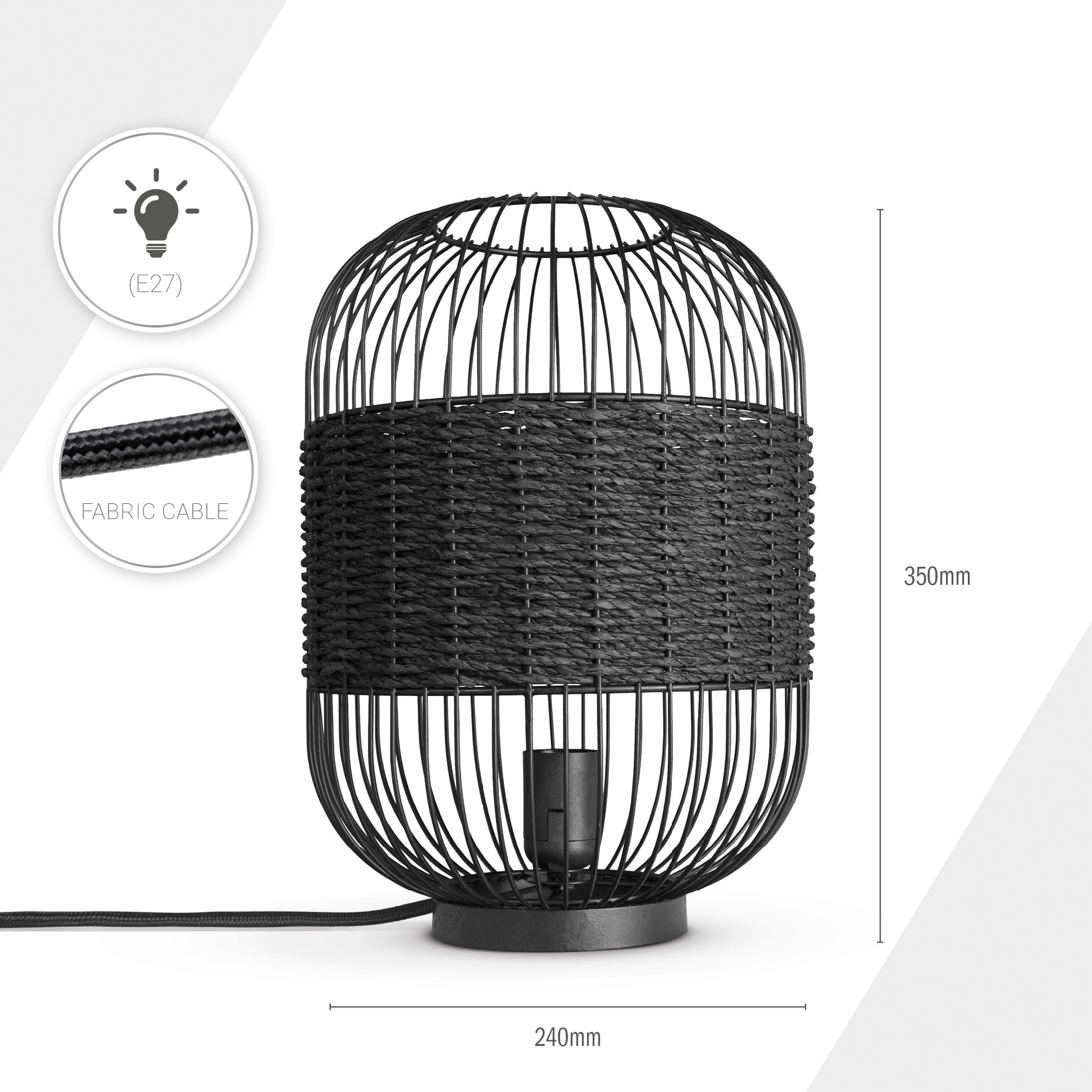 Paco Home Tischleuchte »PUCA« E27 Käfig  Papier Nachttisch Lampe Metall E27 Vintage Boho