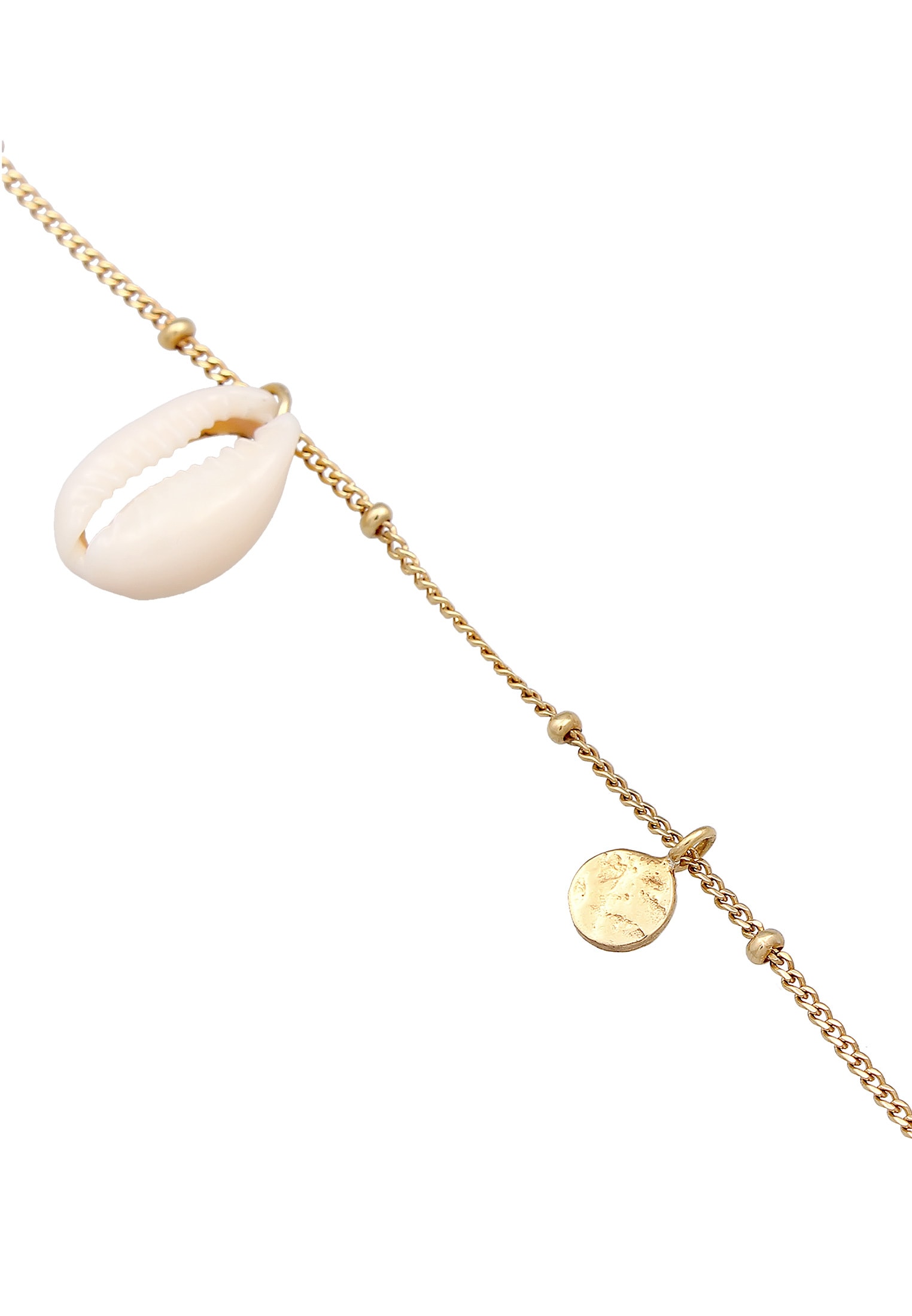 Elli Fußkette »Fußschmuck Plättchen Kauri Muschel Maritim 925 Silber«