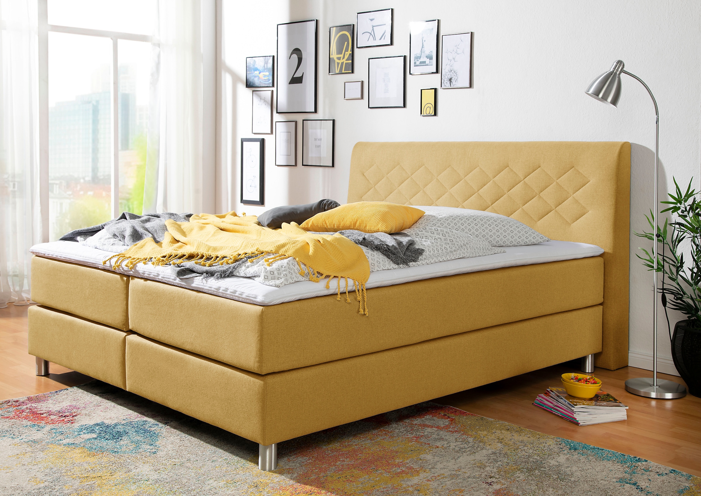 INOSIGN Boxspringbett »Parla«, incl. Topper, 4 Farben in 4 Breiten, 2 Härtegraden, 3 Matratzenarten