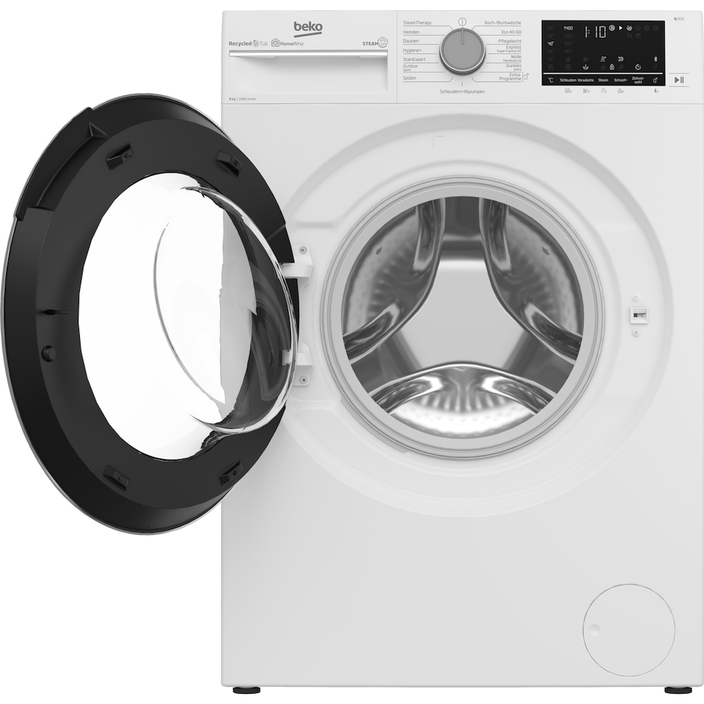 BEKO Waschmaschine, b300, B3WFU59415W2, 9 kg, 1400 U/min, SteamCure - 99% allergenfrei