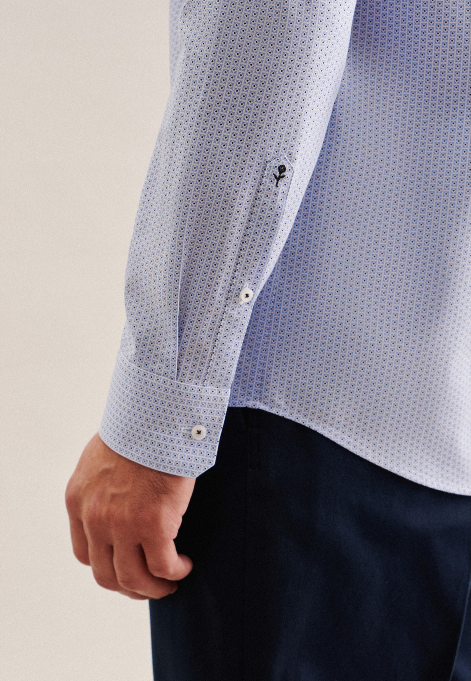 seidensticker Businesshemd »Regular«, Regular Langarm Covered-Button-Down-Kragen Druck