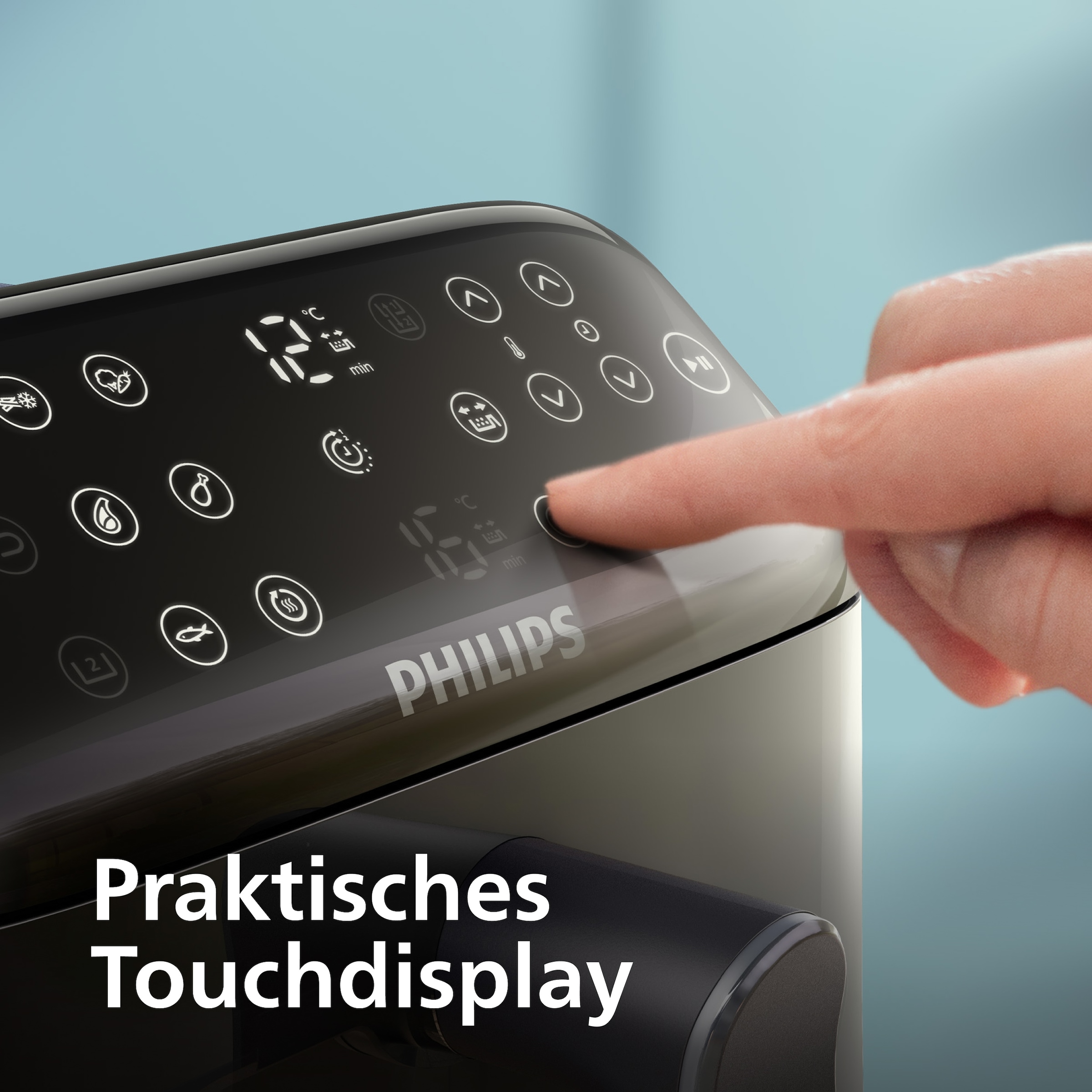 Philips Heißluftfritteuse »NA462/70 4000 Series Stacked Dual Basket und 10L Kapazität (5+5L)« 2750 W Fassungsvermögen 0 l RapidAir Technologie; Schwarz/Dunkelgrau, kupfer Griff