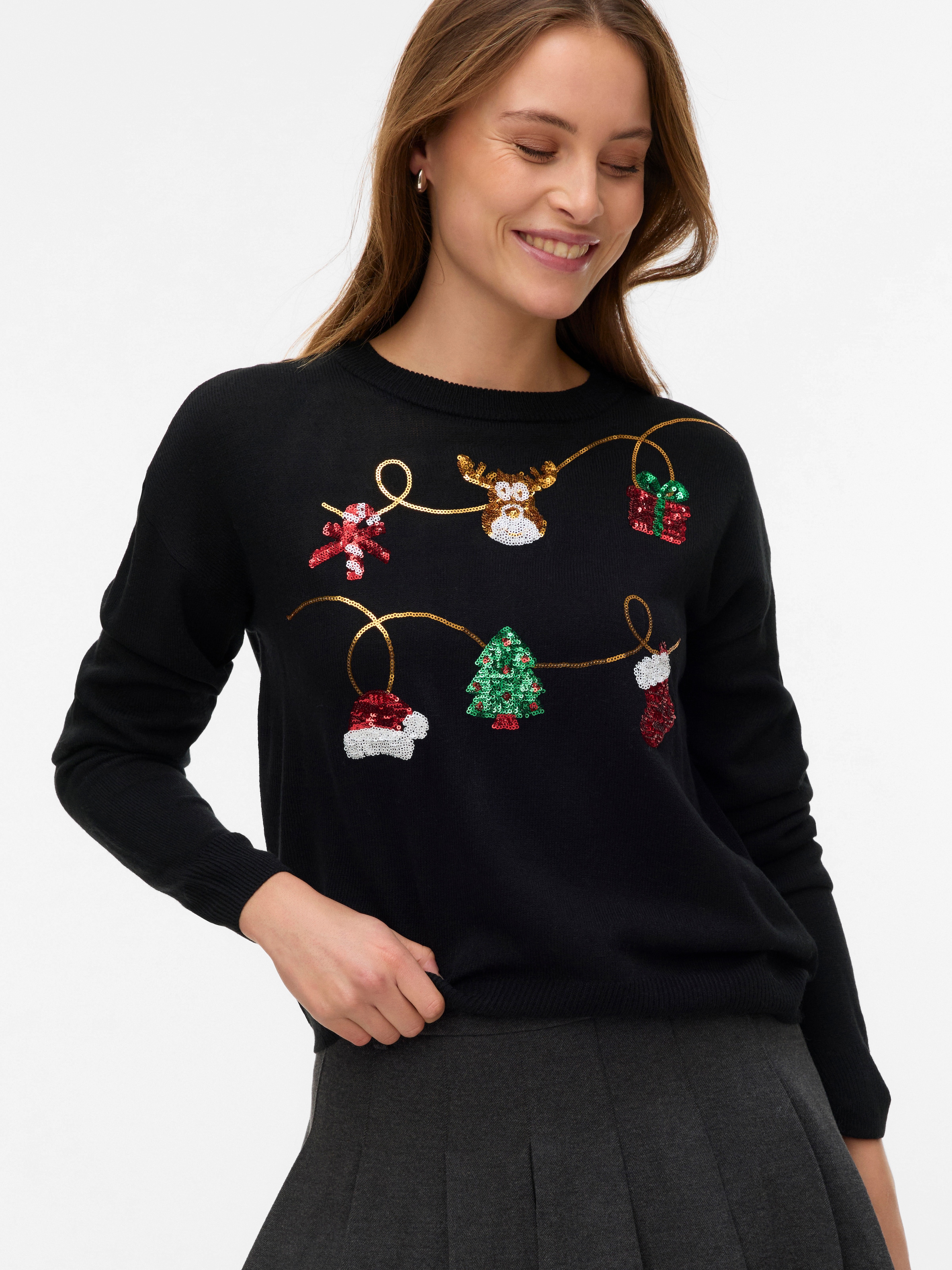 Vero Moda Weihnachtspullover »VMGLITTER LS O-NECK XMAS BOX«