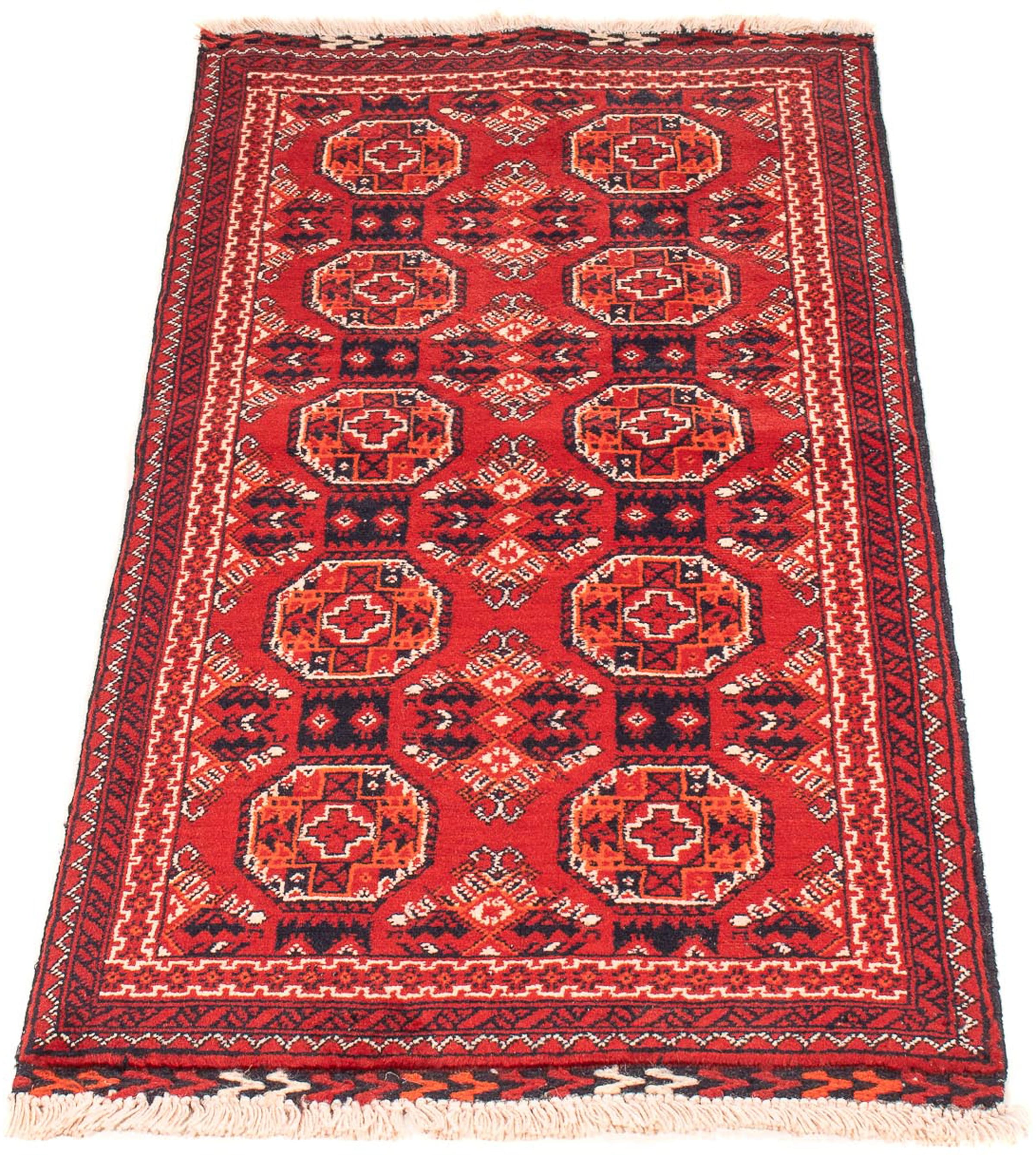 morgenland Orientteppich »Afghan - 106 x 49 cm - dunkelrot«, rechteckig, Wohnzimmer, Handgeknüpft, Einzelstück mit Zertifikat