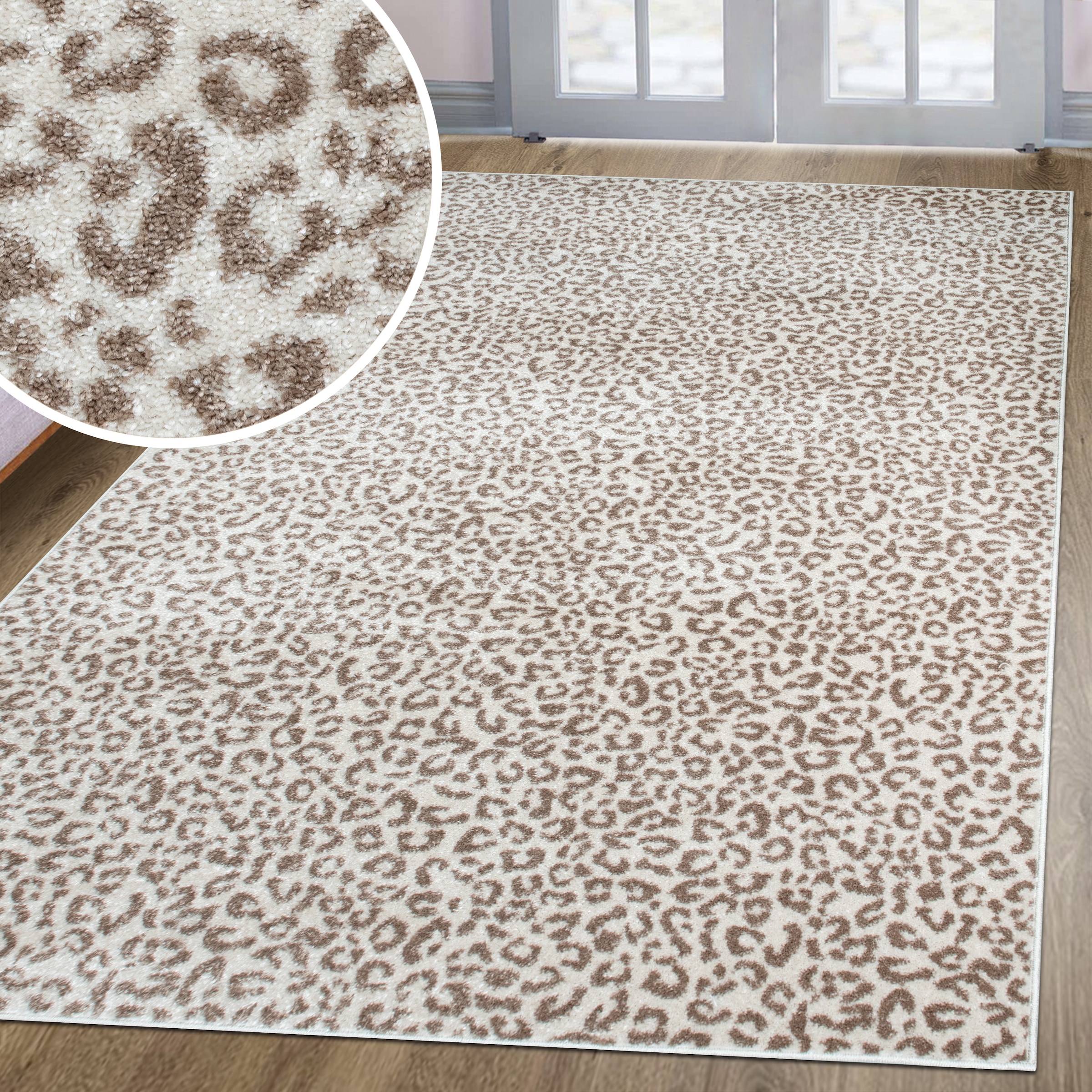 OTTO home Teppich »Fynna, Leoparden-Muster, Animal Print, modern« rechteckig 9 mm Höhe Leo, besonders weicher Flor, Wohnzimmer, Schlafzimmer, Esszimmer
