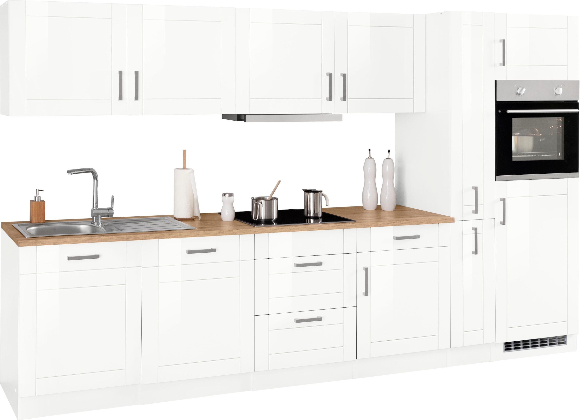 KOCHSTATION Küchenzeile »KS-Tinnum«, mit E-Geräten, Breite 330 cm