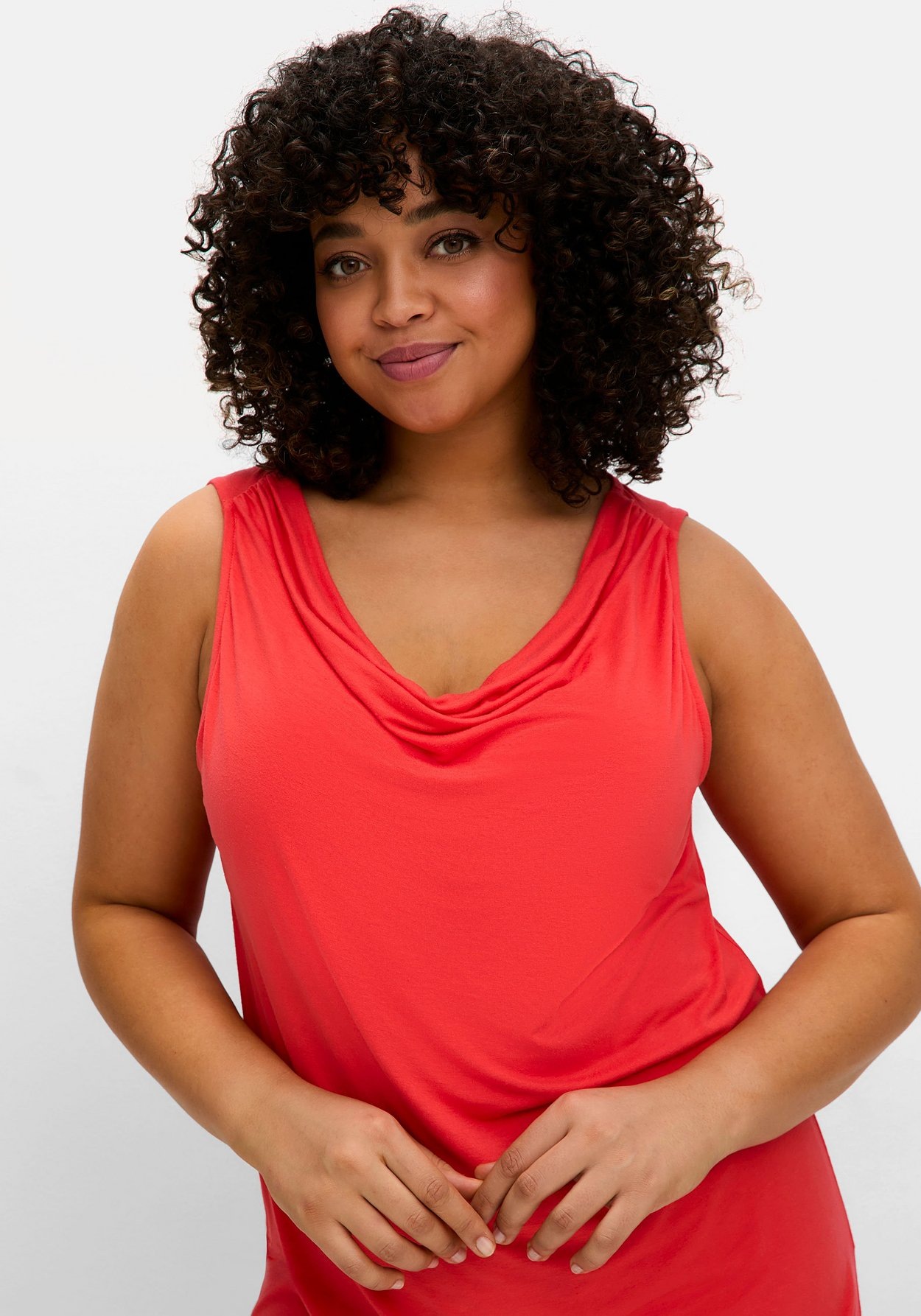 Sheego Tanktop »Top mit Wasserfallkragen und Gummibund«