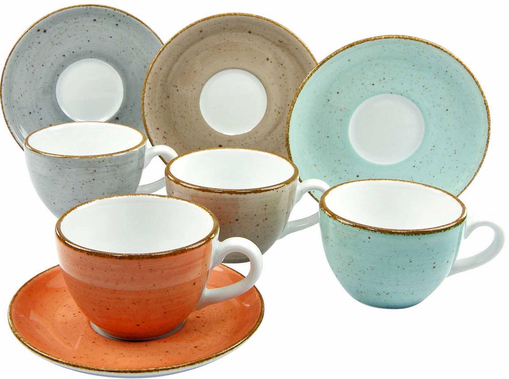 CreaTable Tasse »Tassen Set VINTAGE NATURE«, (Set, 8 tlg.), 4 Kaffeetassen, 4 Untertassen