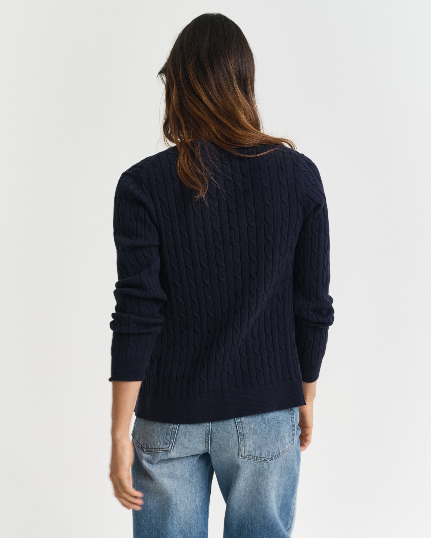 Gant Cardigan »STRETCH COTTON CABLE«, Zopfmuster, Slim Fit, Rundhals