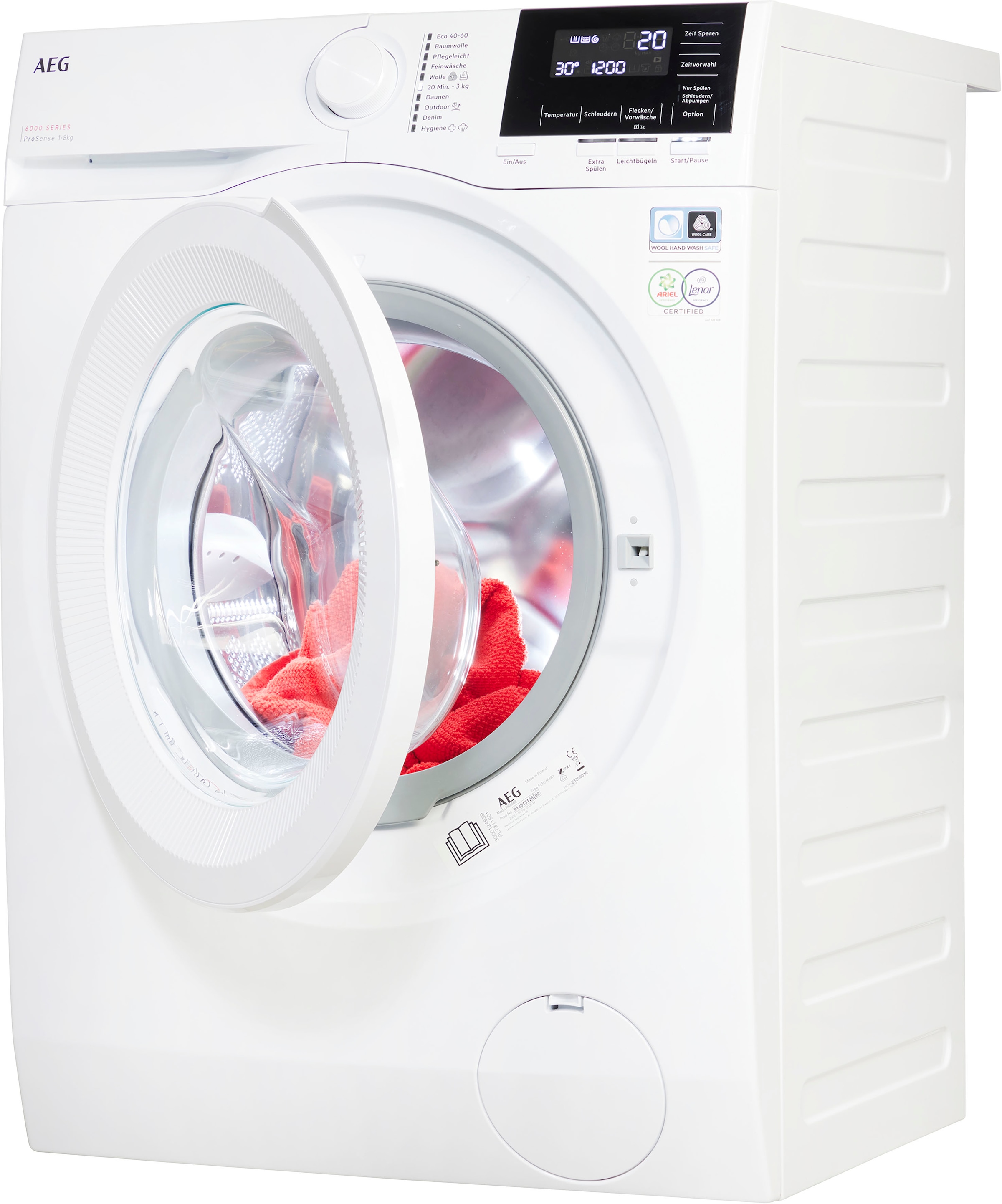 AEG Waschmaschine »LR6A668«, 6000, LR6A668, 8 kg, 1600 U/min, ProSense®  Mengenautomatik​ - spart bis 40% Zeit, Wasser und Energie mit 3 Jahren XXL  Garantie