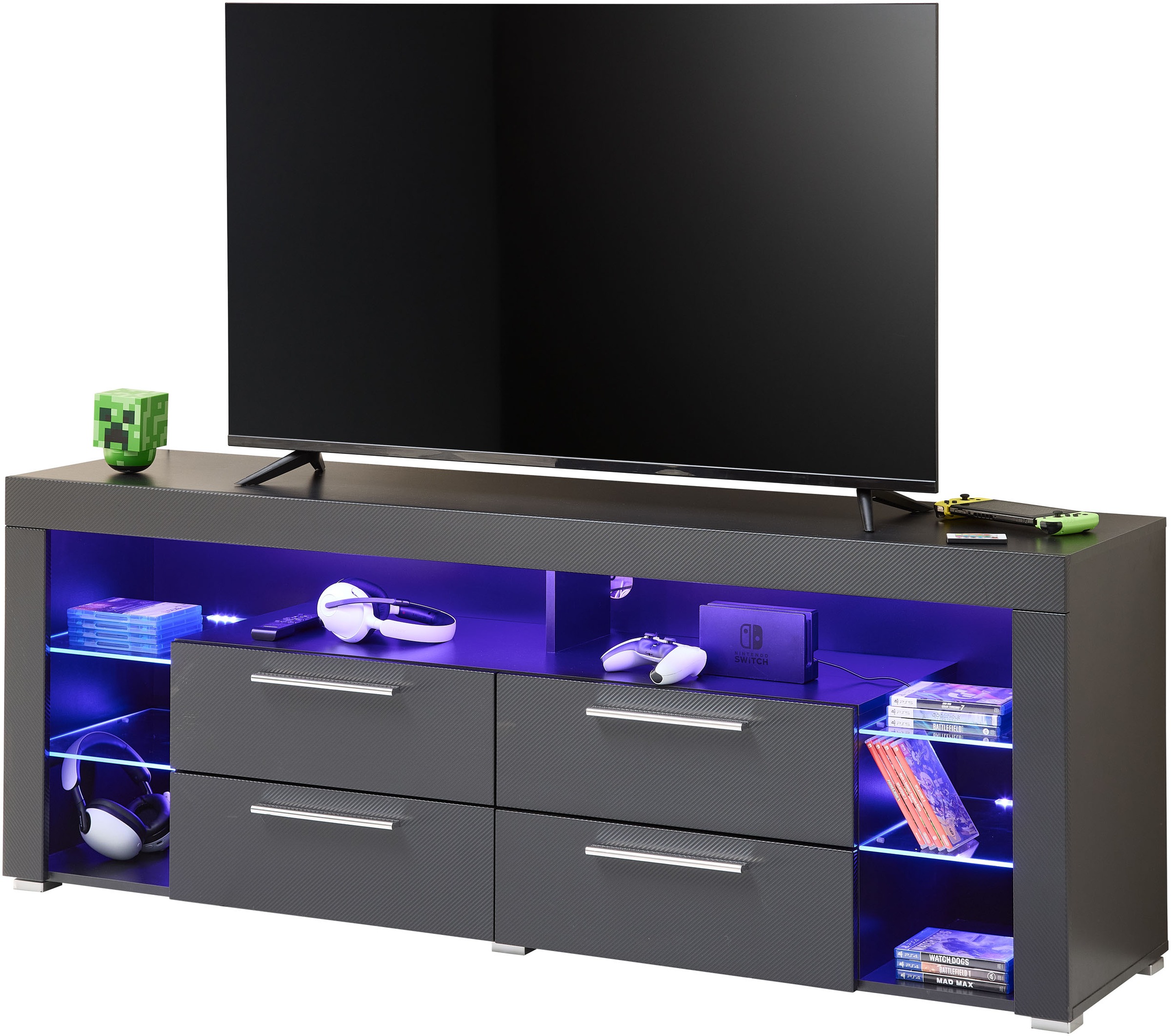 Stolkom TV-Schrank »Goal« 4 Schubkästen, 6 offenen Fächern, Stellmaß 179/66/44 cm