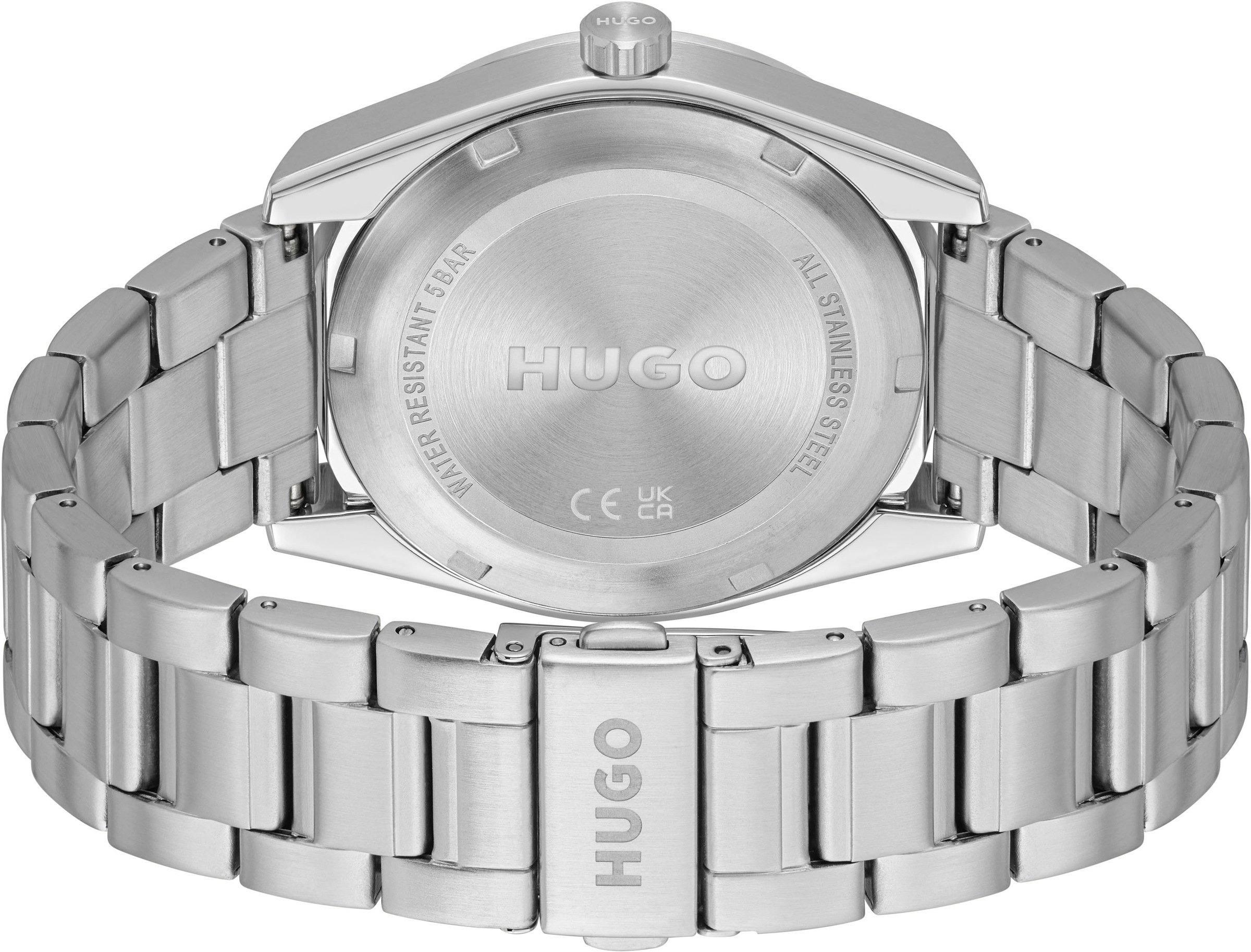HUGO Quarzuhr »#BRIGHT«, Armbanduhr, Herrenuhr, Mineralglas, Edelstahlarmband