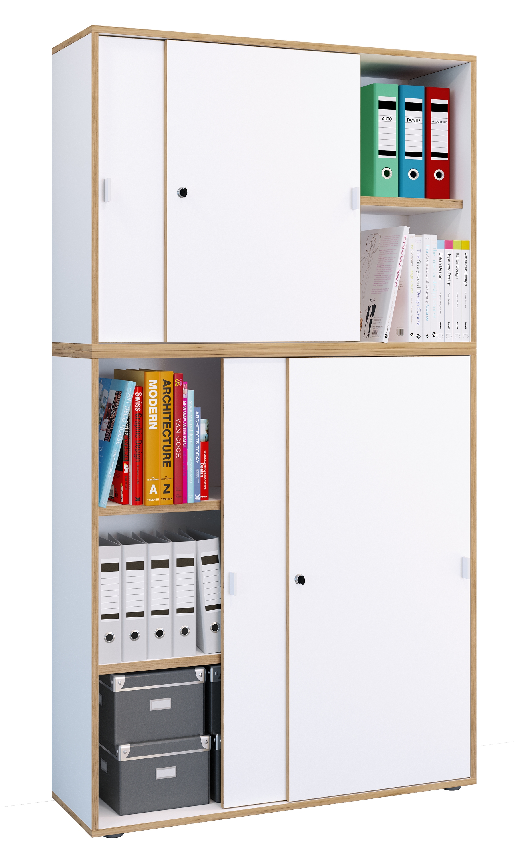 VCM Aktenschrank "Büroschrank Aktenschrank Schiebetüren Salia 5fach" 1 Stk. tlg.