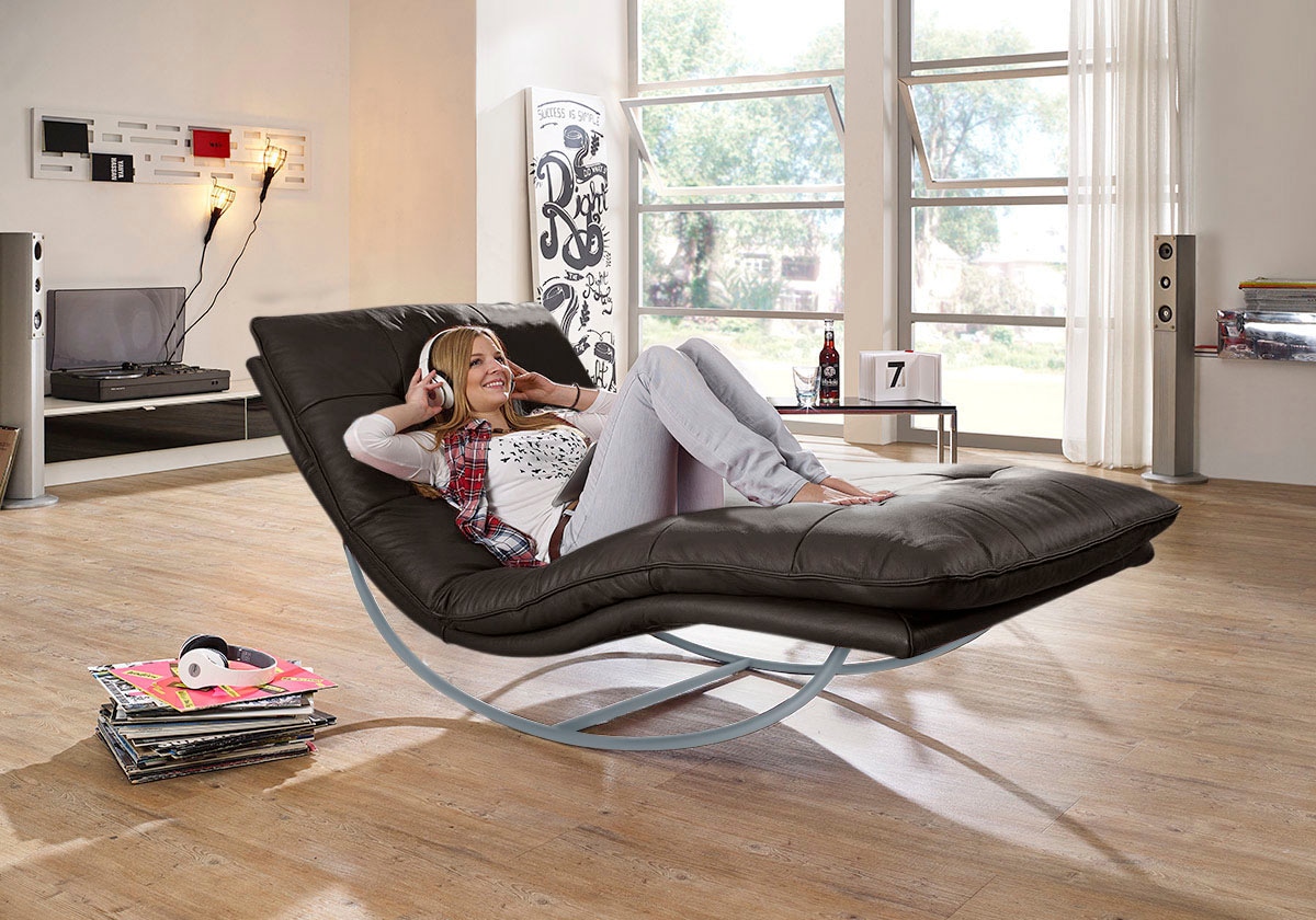 W.SCHILLIG Relaxliege »daily dreams«, in Waffelkissen-Optik, Schaukelgestell silber matt, in 2 Breiten