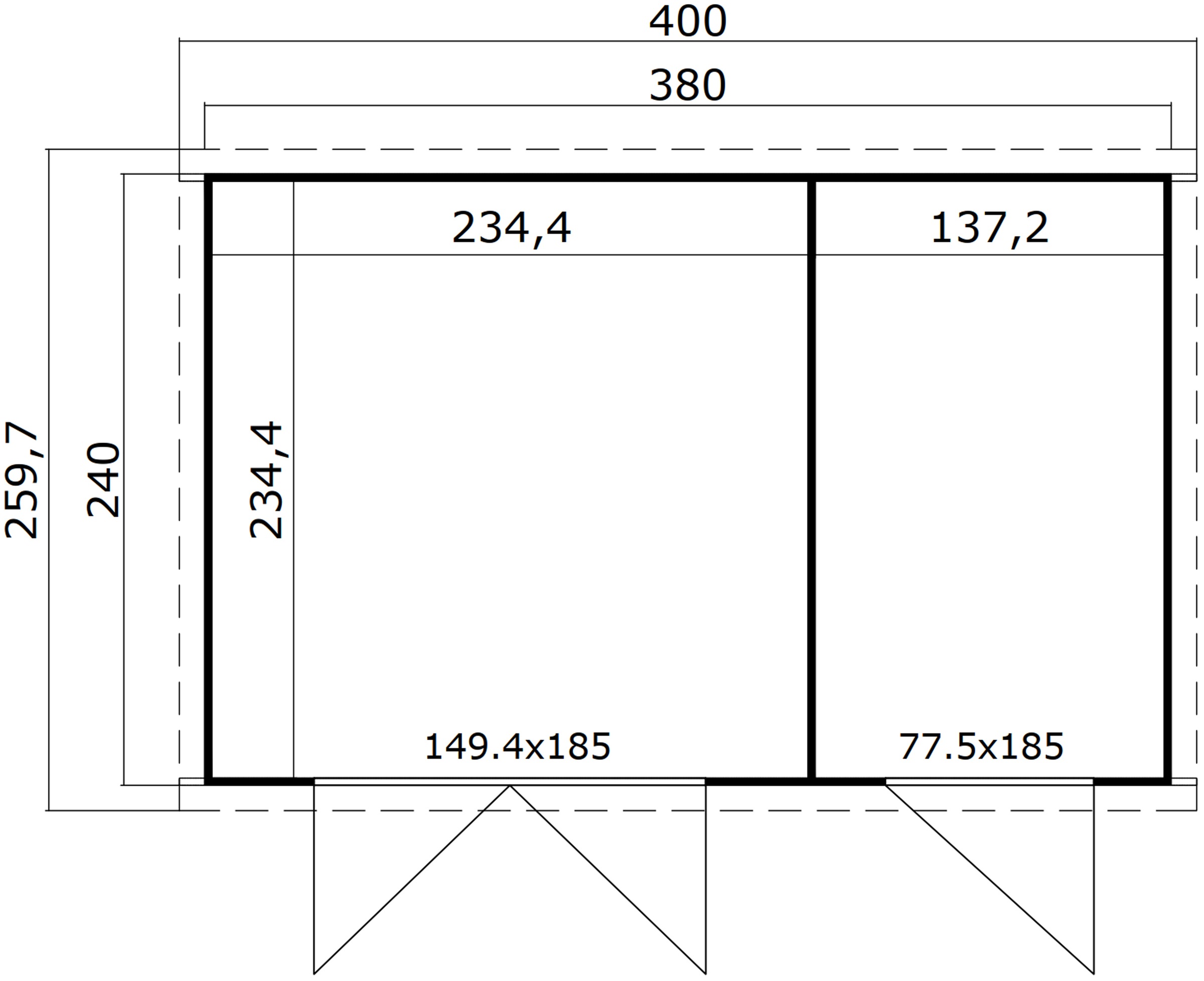 LASITA MAJA Gartenhaus »Zambesi XL«, (Set), Blochbohlenhaus 28mm 2-Raum, Fundamentmass 3800x2400, Carbongrau