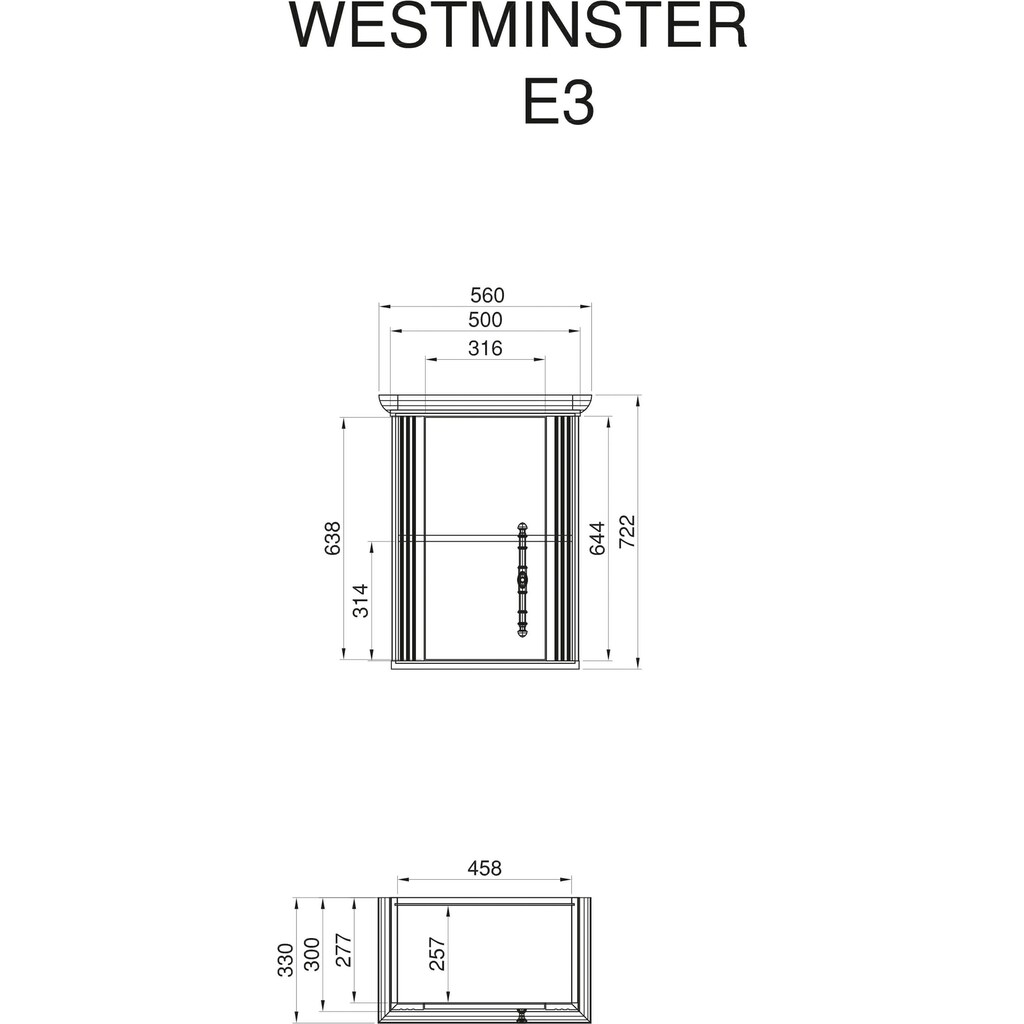 Home affaire Hängeschrank »Westminster«, im romantischen Landhausstil, Breite 56 cm