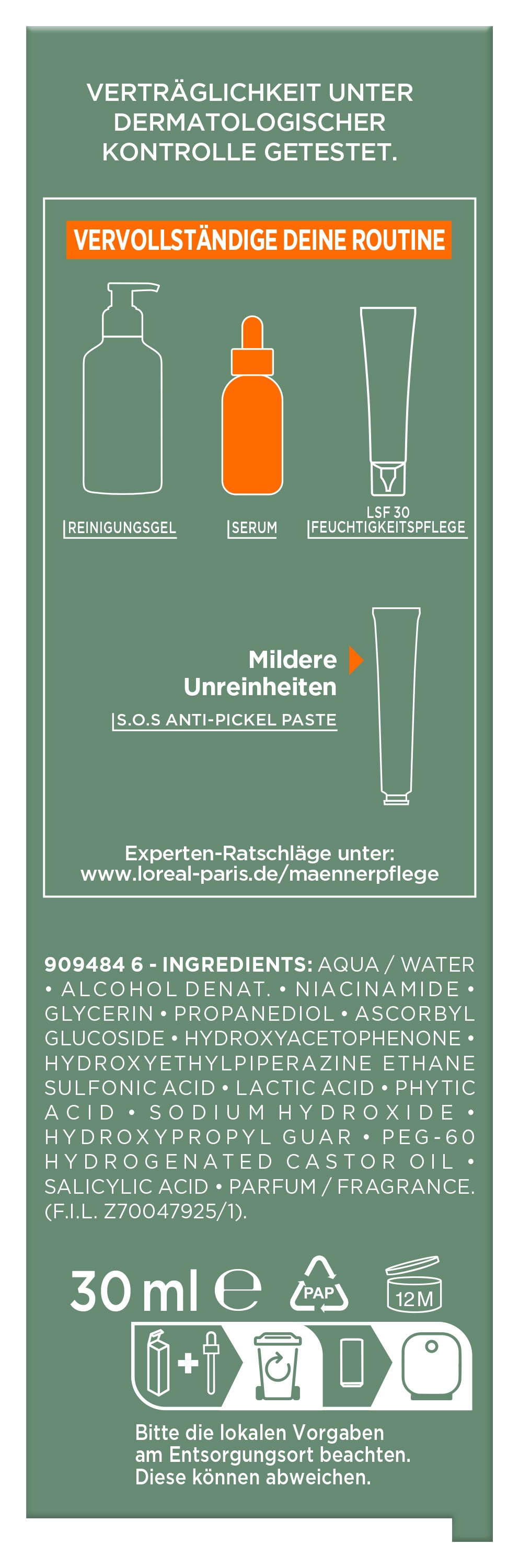 L'ORÉAL PARIS MEN EXPERT Pflegestift »L'Oréal Men Expert Derma Control Niacinamide Anti-Unreinheiten Serum«
