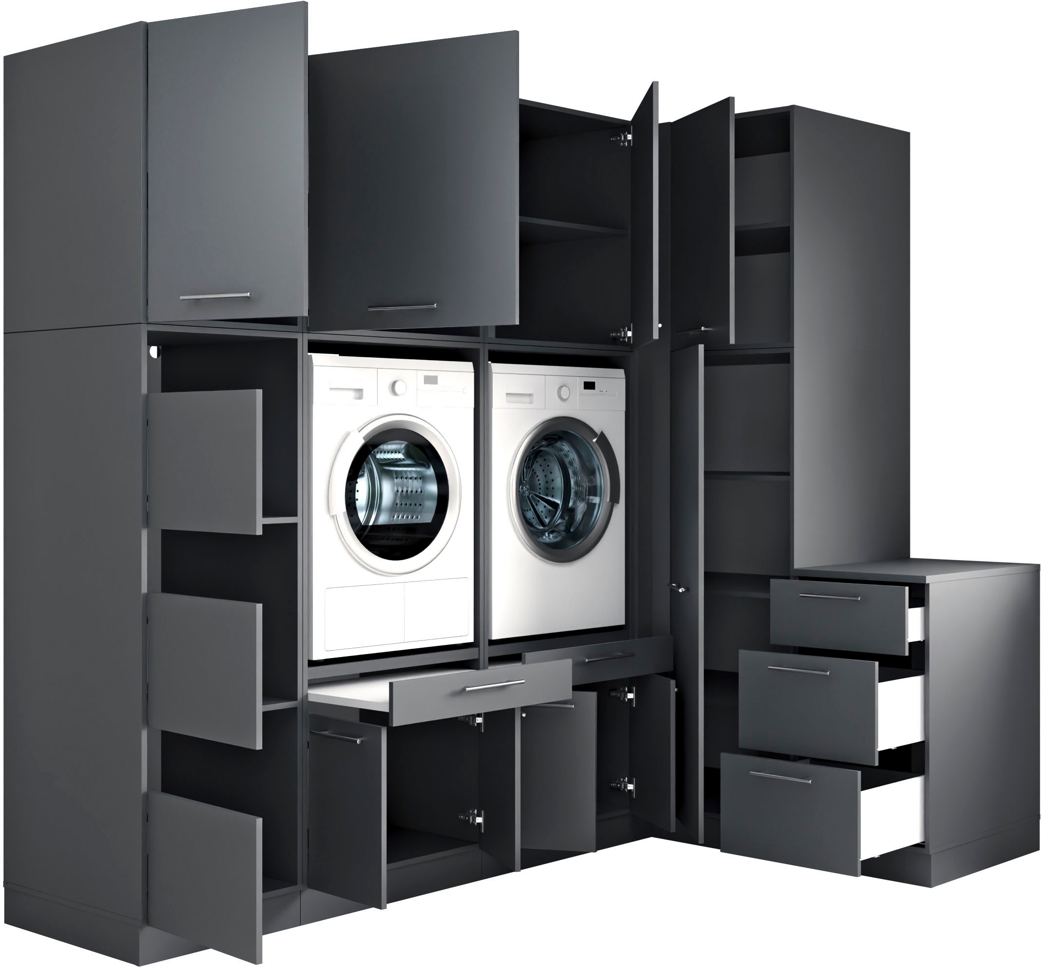 Laundreezy »Laundreezy, 9-tlg. Mehrzweckschrank-Set B/H/T 253/238/68 cm« 9 Stk. tlg.