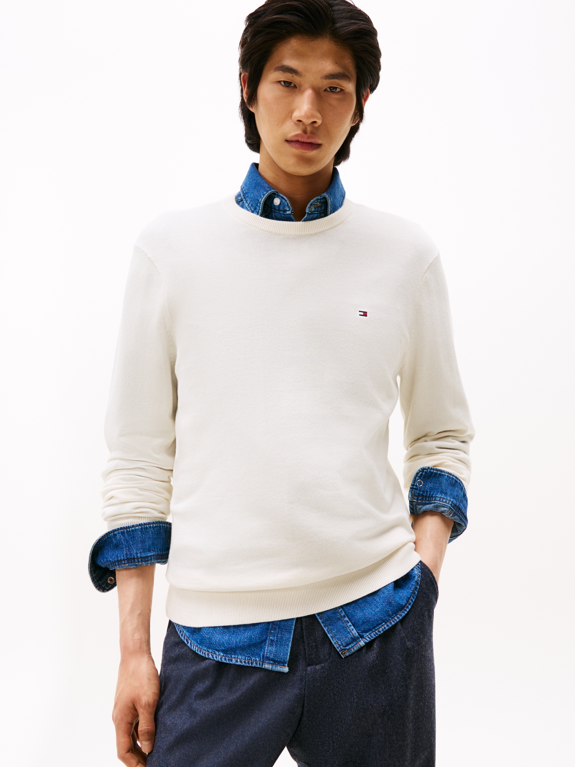 Tommy Hilfiger »ESSENTIAL COTTON CREW NECK« 100% Baumwolle Crewneck Regular Fit Premium Mode
