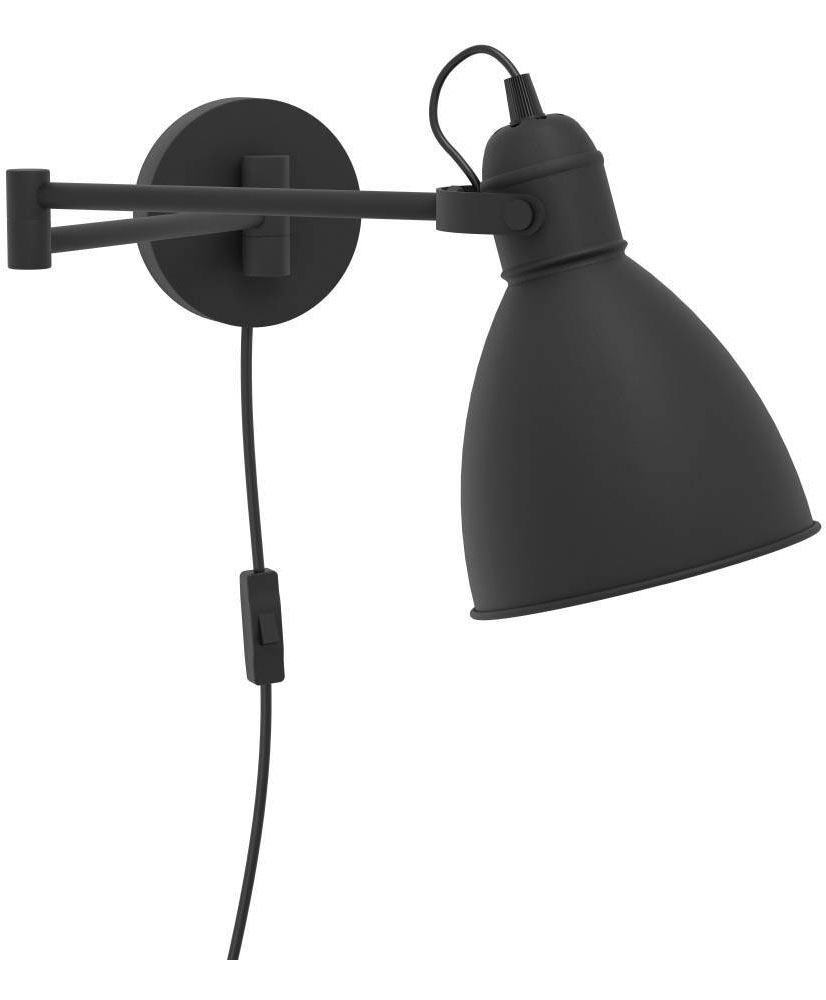EGLO Wandleuchte »SAN PERI Wandlampe, Stahl, E27, IP20, Schlafzimmerlampe, Bürolampe«, 1 flammig, Leuchtmittel E27 | ohne Leuchtmittel, Wand-/Deckenleuchte - L13 x B30 x H21 cm - schwarz - 1X10W exkl.