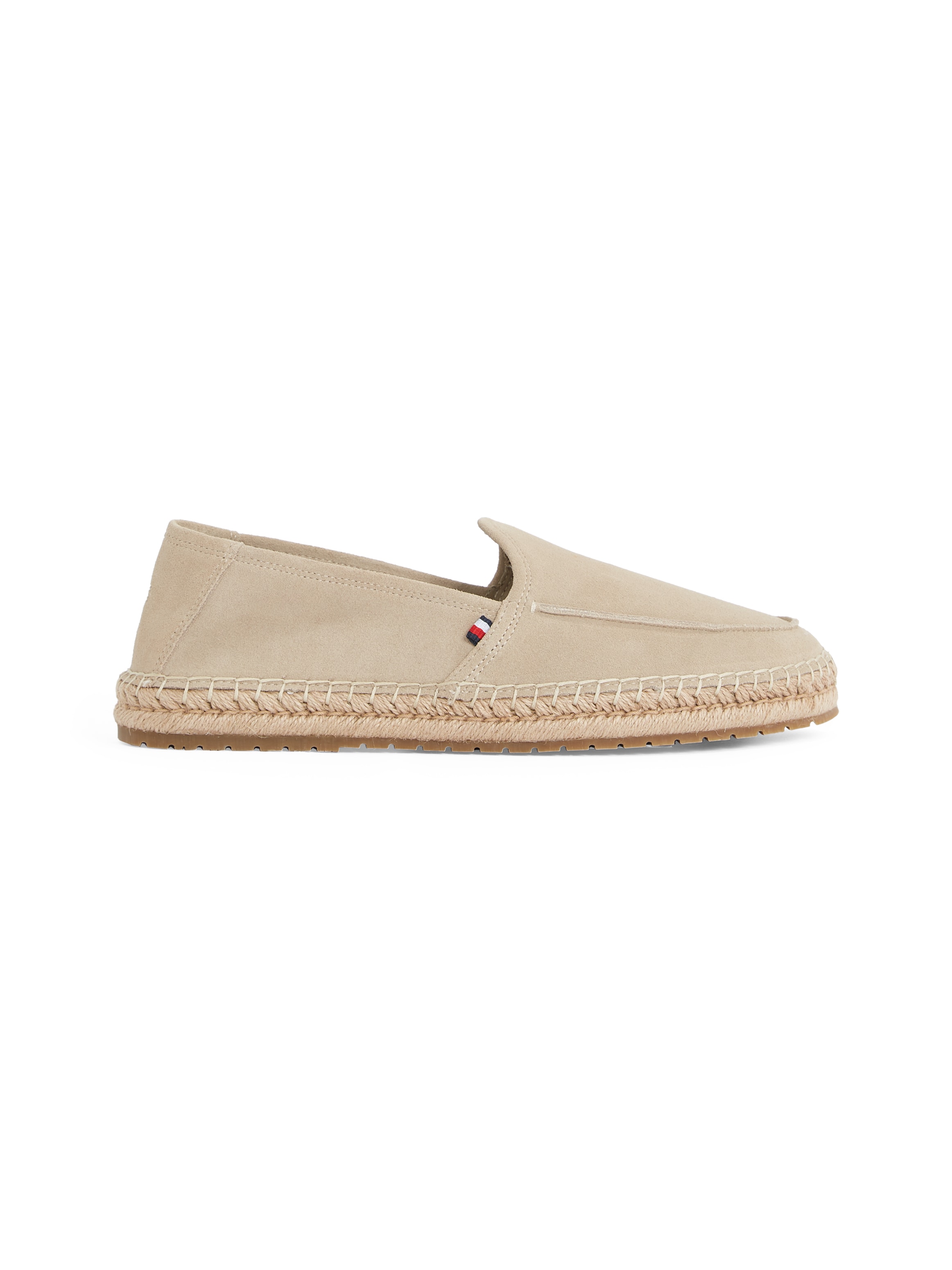 Tommy Hilfiger Espadrille »HILFIGER FLEX ESPA SUEDE LOAFER«, Sommerschuh, Schlupfschuh, Slipper mit Bastbezug am Plateau