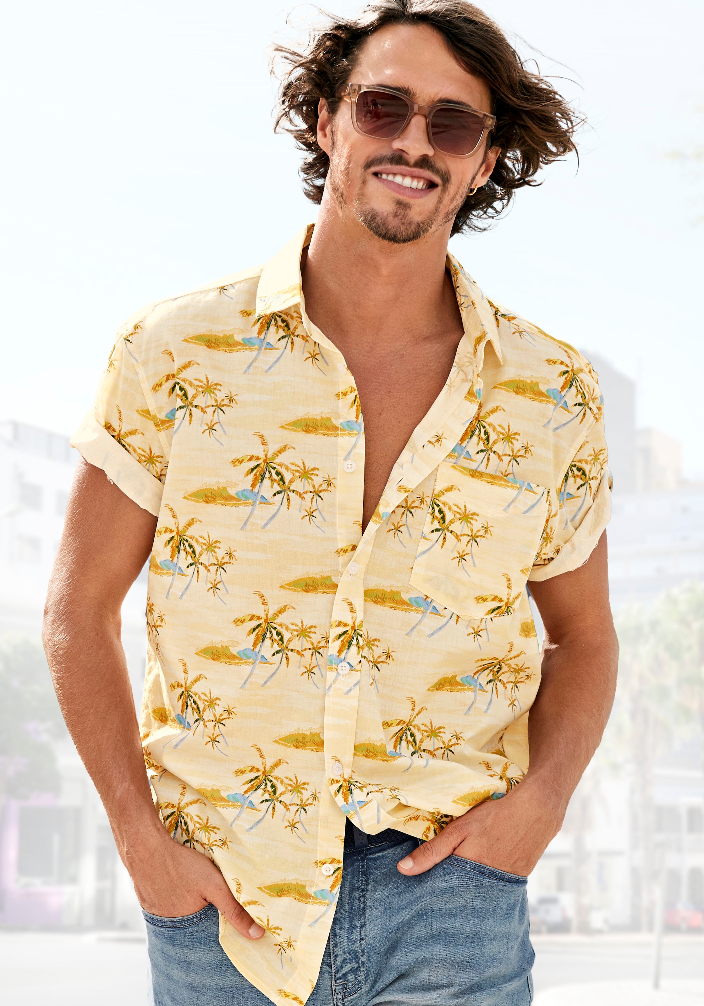 Beachtime Hawaiihemd, mit coolem Palmenprint, Strandmode bei ♕ | T-Shirts
