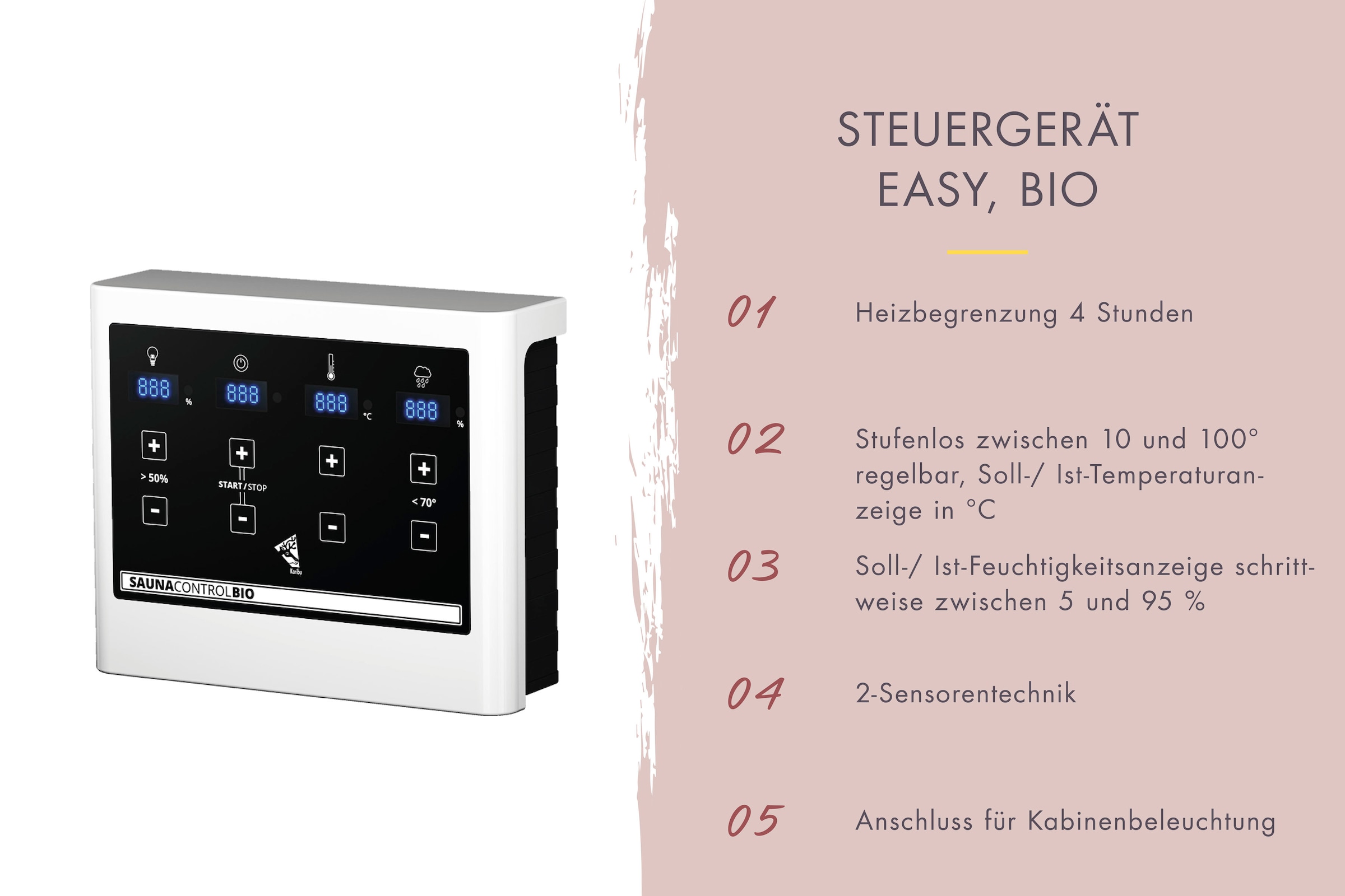 Karibu Saunahaus »Maiko 2B« Set,  Ofen 9 kW Bio externe Strg easy