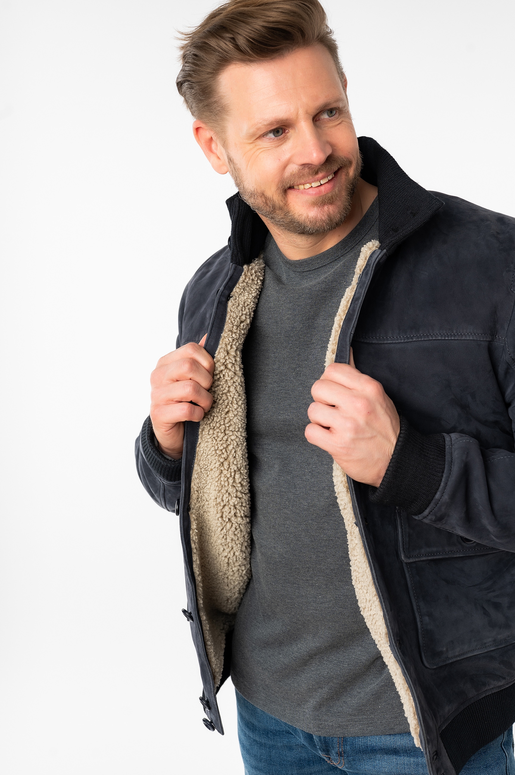 Mauritius Lederjacke »MMThalor« mit geripptem Stehkragen