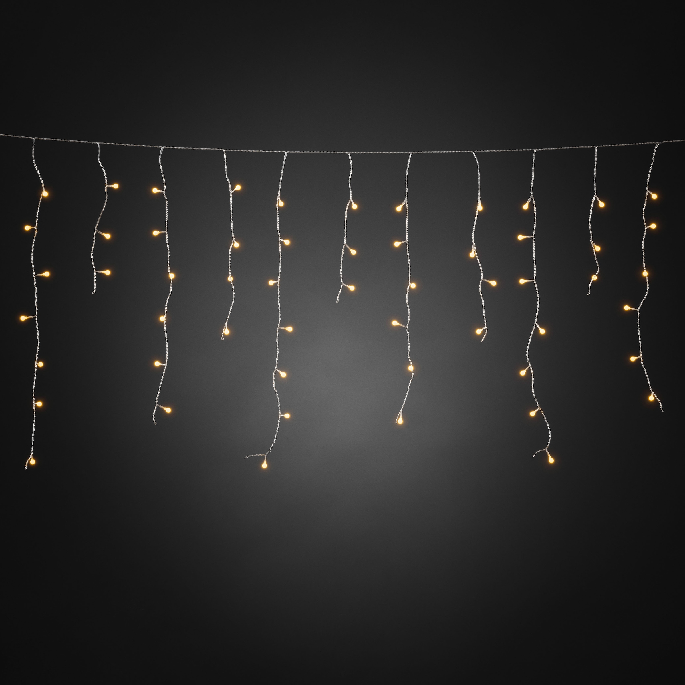 KONSTSMIDE LED-Lichtervorhang »Weihnachtsdeko aussen«, 400 St.-flammig, LED Eisregenvorhang, mit weißen Globes, 400 bernsteinfarbene Dioden