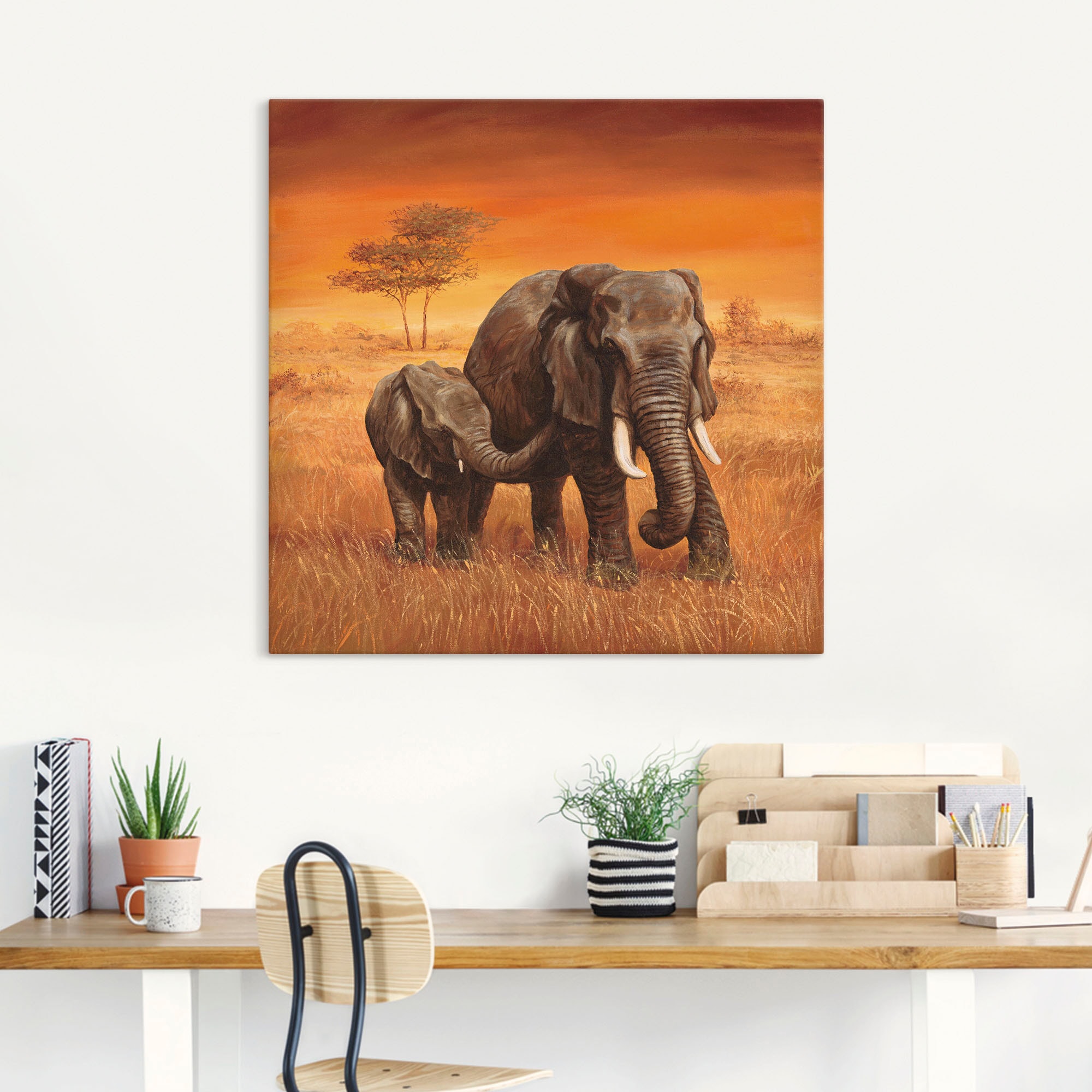 Artland Leinwandbild »Elefanten II« Wildtiere 1 Stk. tlg. als Alubild, Outdoorbild, Leinwandbild, Poster, Wandaufkleber