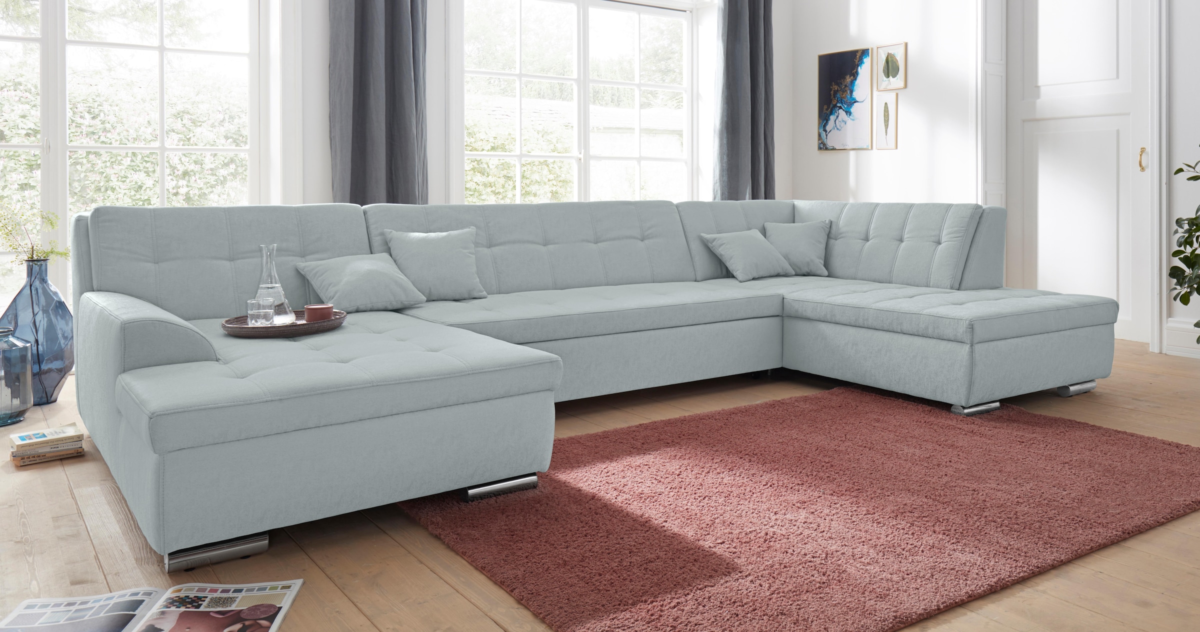 DOMO collection Wohnlandschaft »Aversa U-Form«, wahlweise mit Bettfunktion, frei im Raum stellbar
