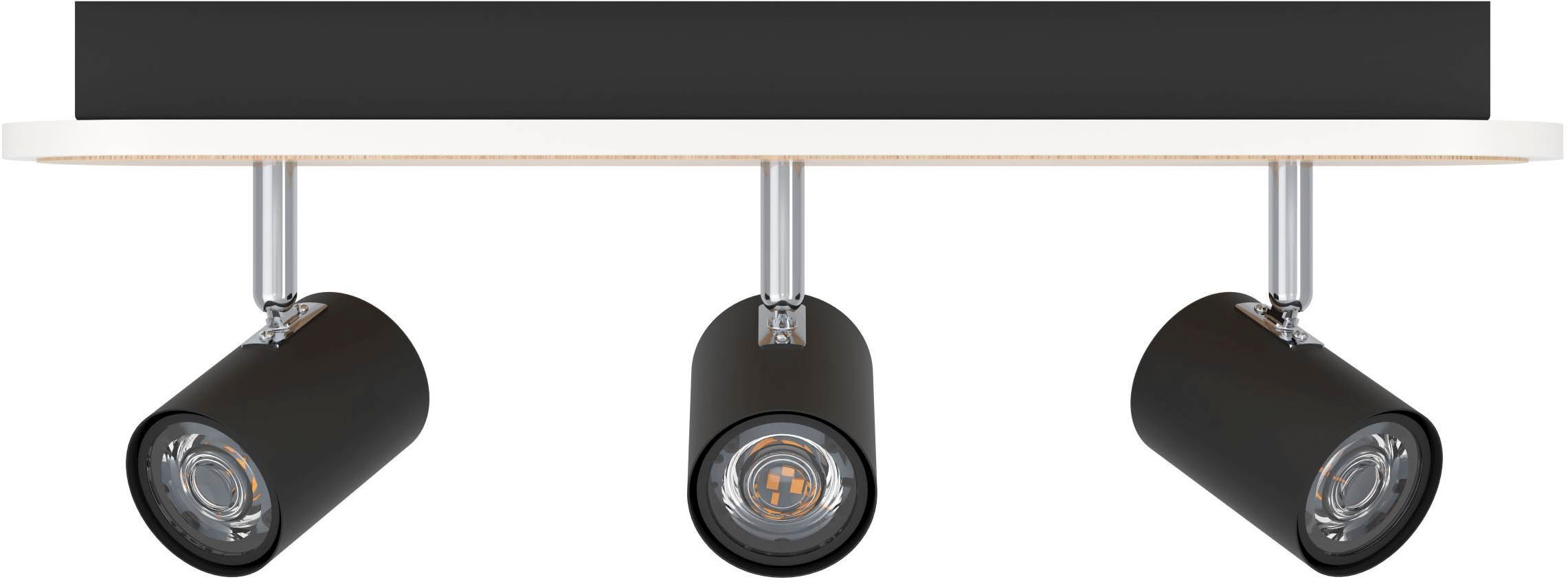 EGLO, Deckenleuchte »Rimbocchi Deckenlampe, Metall und Holz-Optik, Spotbalken schwenkbar« LED-Modul 1 Stk. Warmweiß Spot - L46 x B10 x H15 cm - 