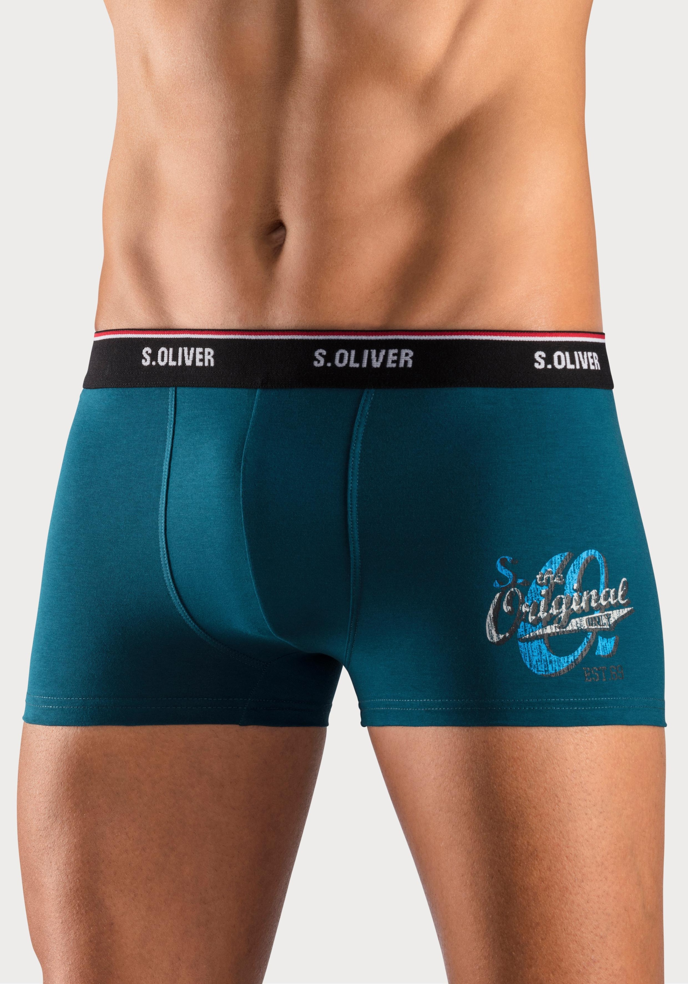 s.Oliver Boxer »Boxershorts für Herren«, (Packung, 3 St.), mit Print auf dem Bein