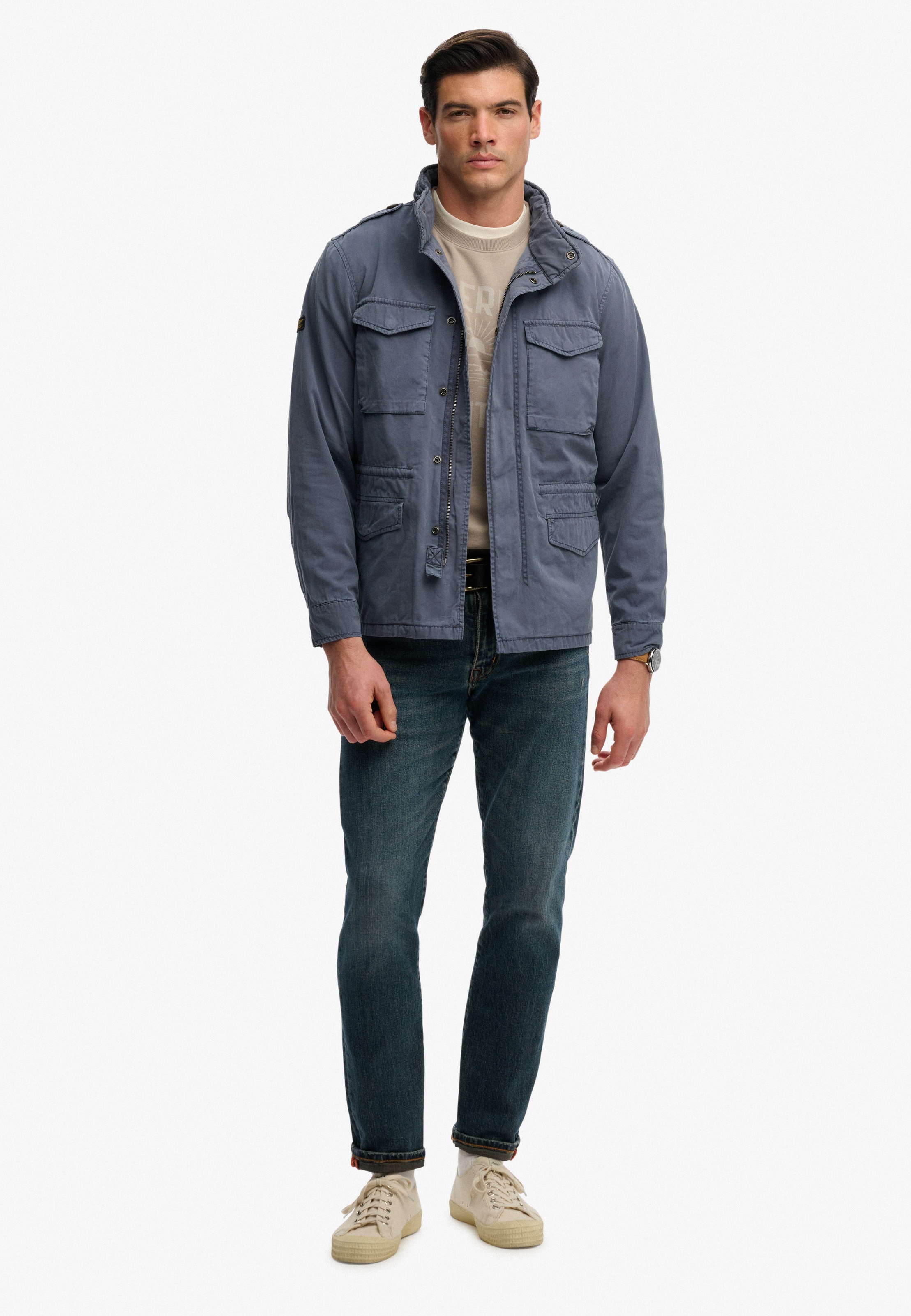 Superdry Parka »COTTON M65 JACKET« ohne Kapuze mit Markenlabel, aus Baumwolle, Regular Fit, in normaler Länge