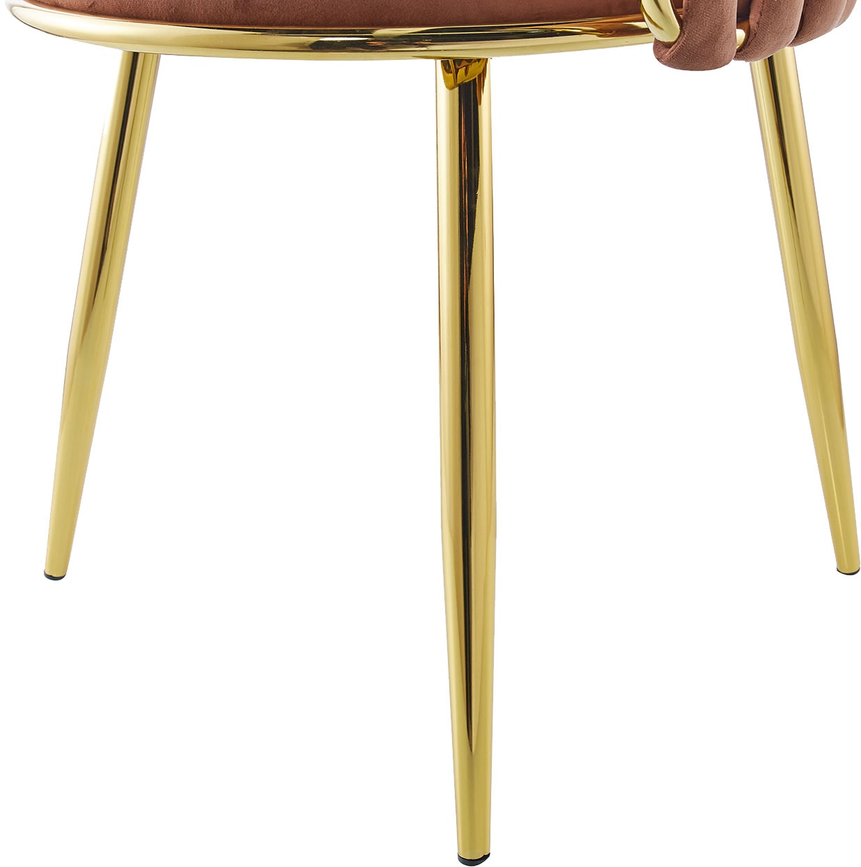 Kayoom Polsterstuhl »Stuhl Melly 125 2er-Set,tolles Design der Rückenlehne, runde Sitzfläch«, (Set), 2 St., ausgefallen geflochtene Rückenlehne, Samtbezug, goldene Beine