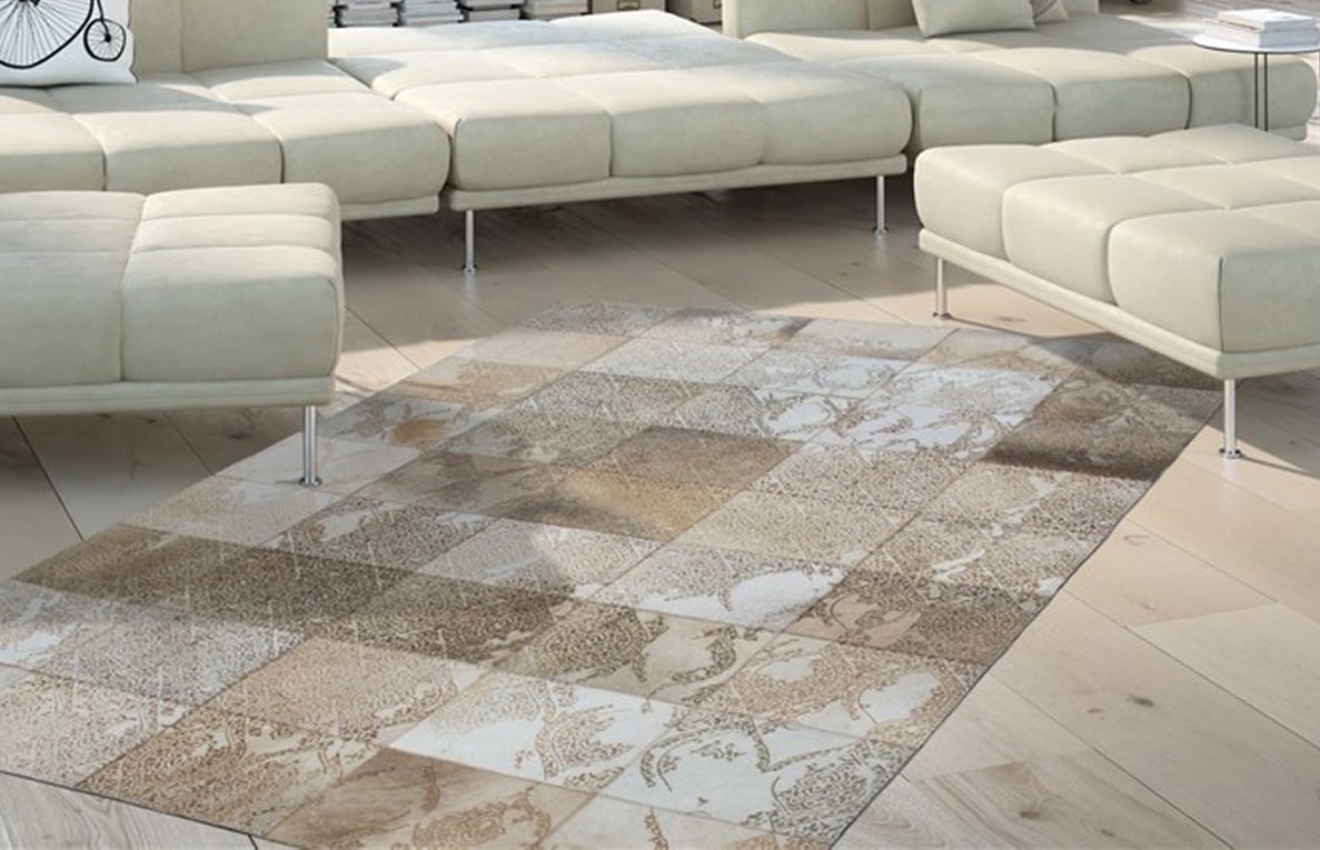 Kayoom Teppich »Cobra 343« rechteckig 18 mm Höhe Teppich aus Leder, gelasertes Design, handgefertigtes Unikat