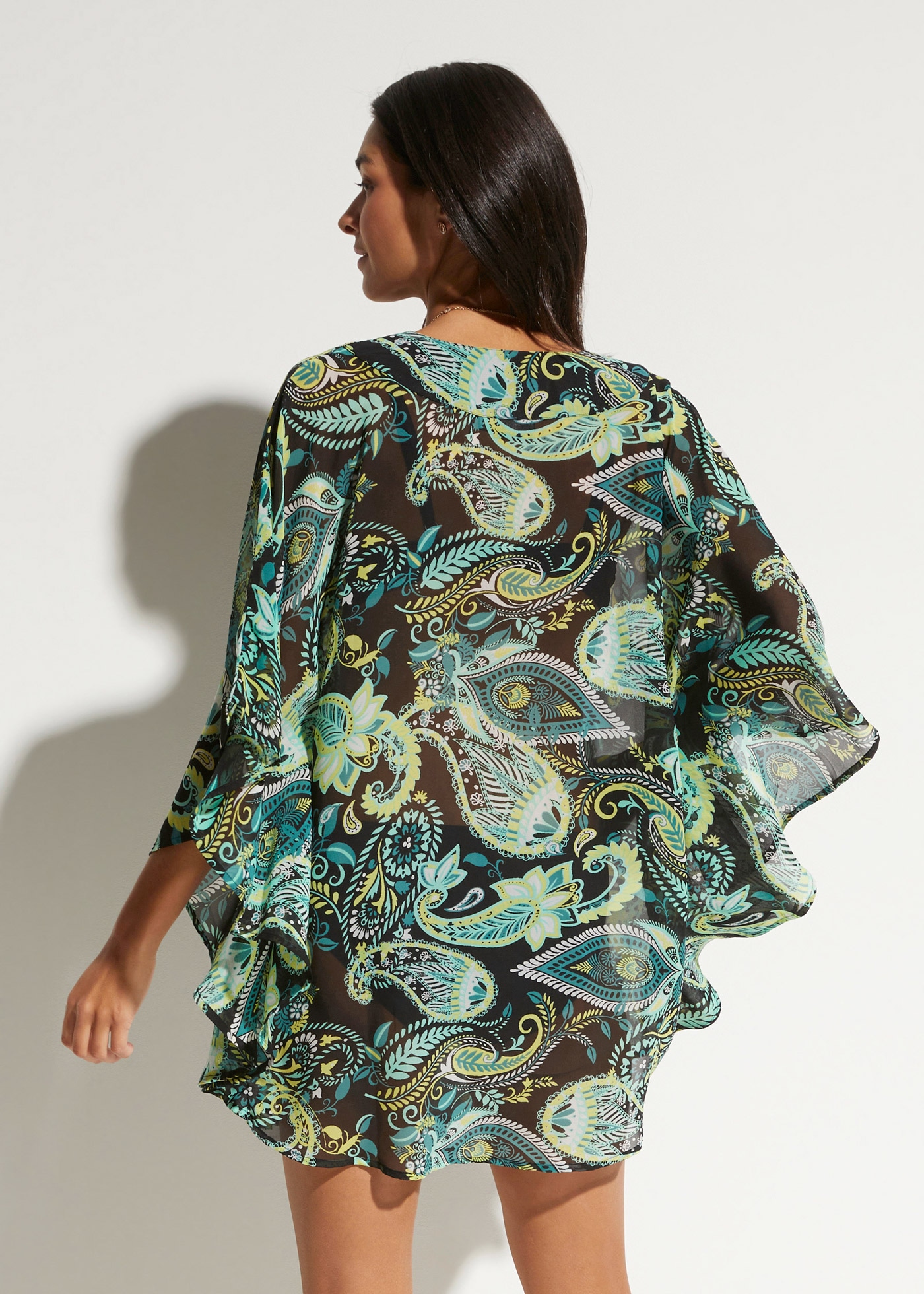 bonprix Tunikakleid »Strandtunika aus leichtem Chiffon« Ohne Taschen aus leichtem Chiffon, lockere loose fit Passform, mit Paisley-Muster